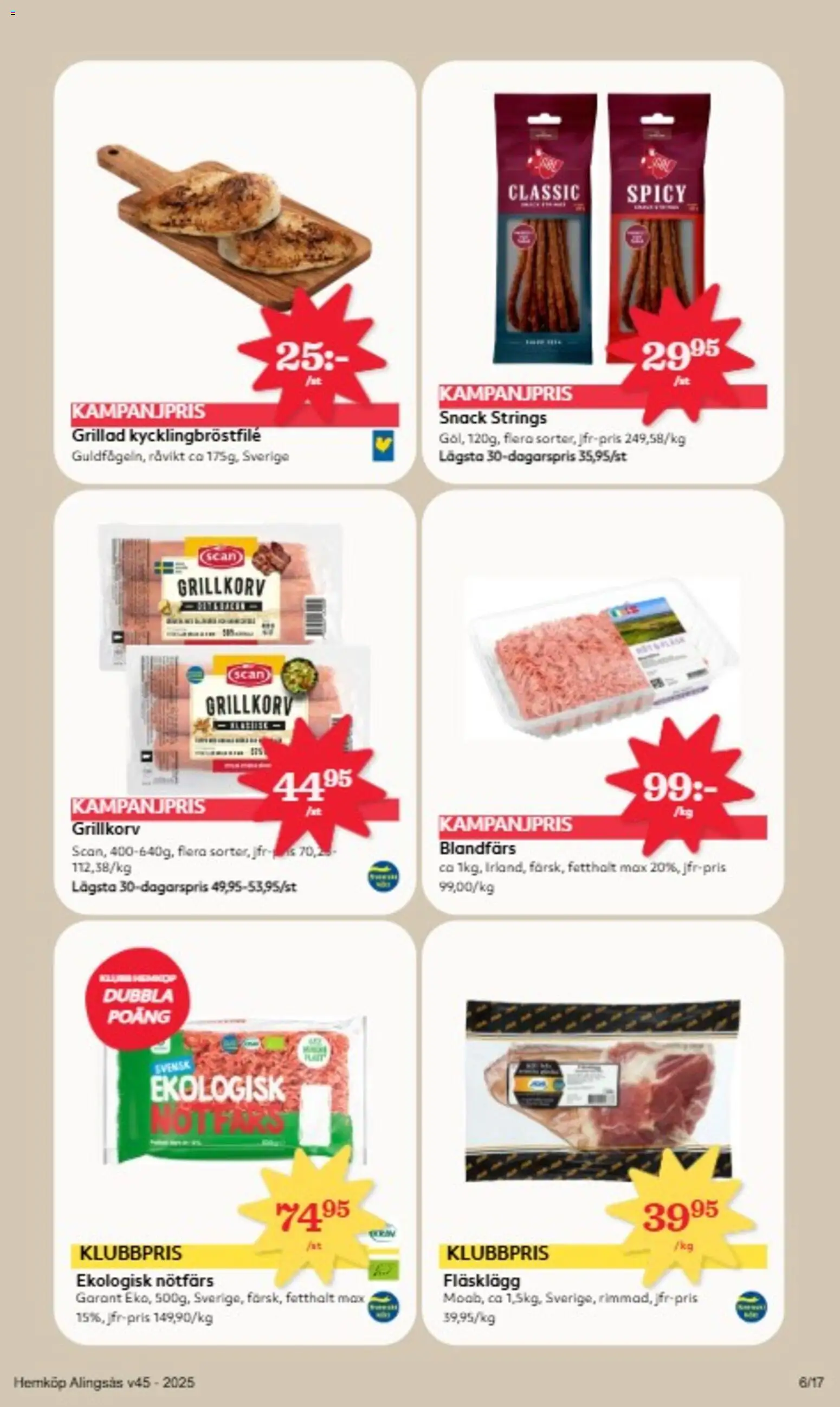 Hemköp reklamblad aktuell från 03.11.2025 | Sida: 6 | Produkter: Nötfärs, Grillkorv, Blandfärs