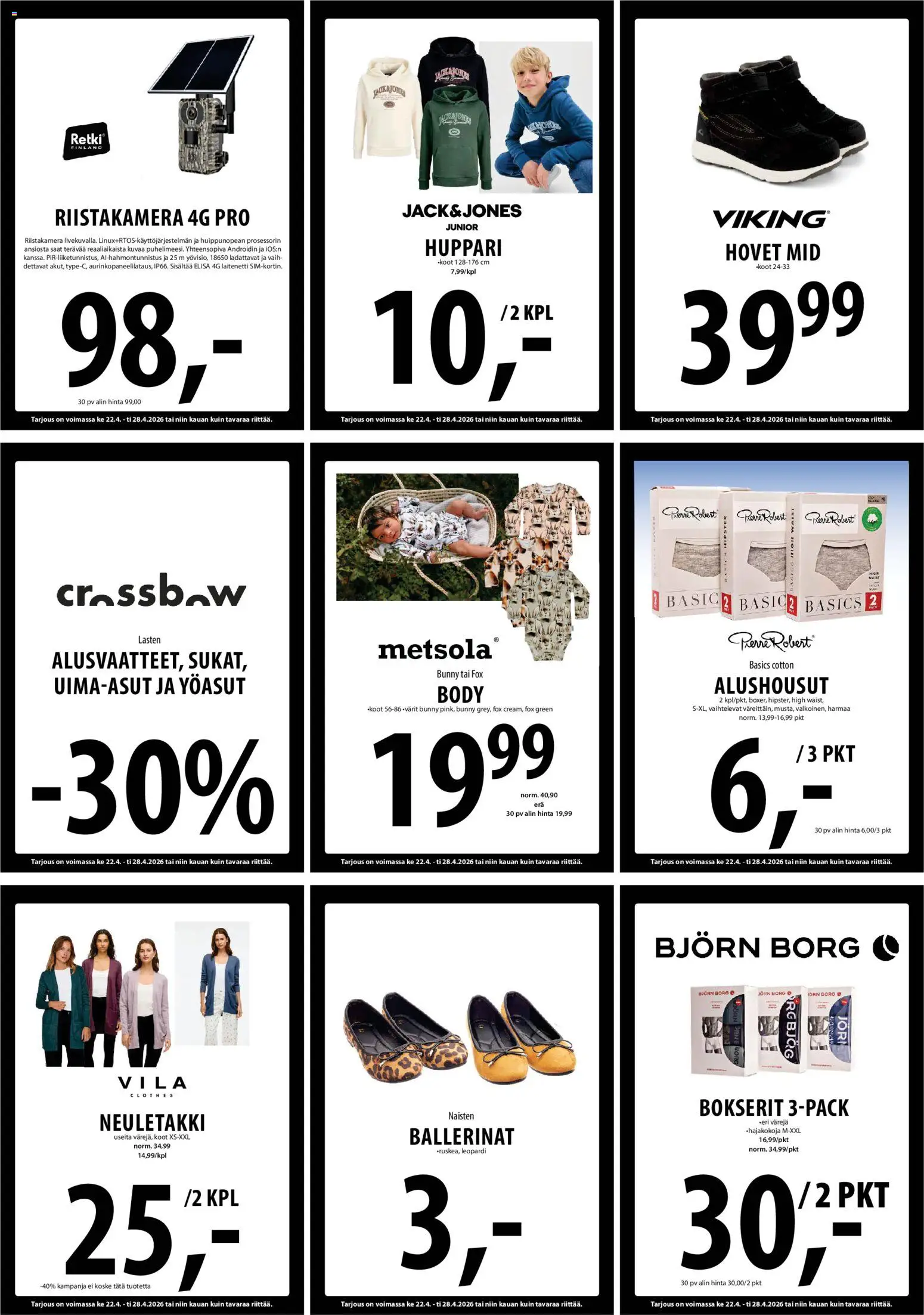 Tuuri tarjoukset – voimassa 22.04.2026 alkaen | Sivu: 12 | Tuotteet: Neuletakki, Alushousut, Bokserit, Ballerinat