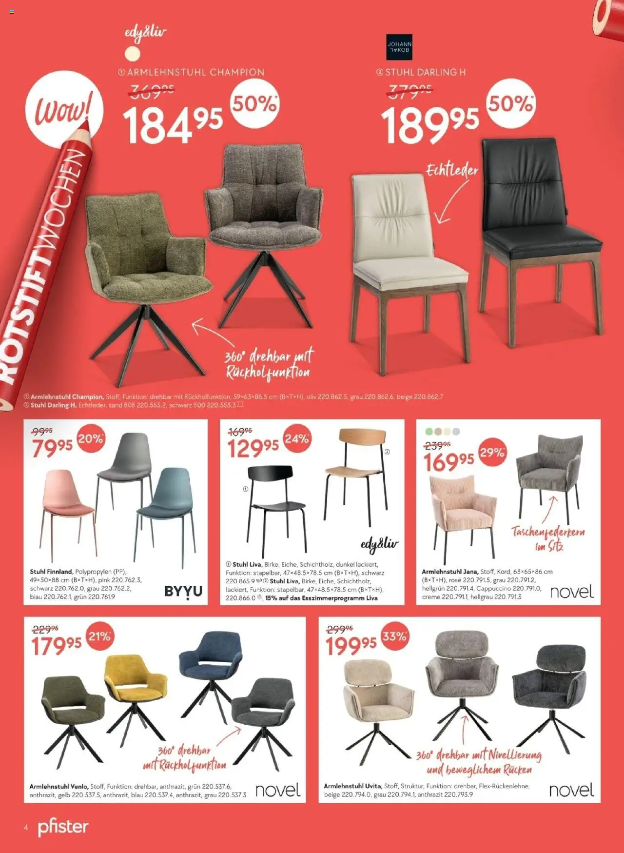 Pfister Aktionen ab 17.06.2025 | Seite: 4 | Produkte: Stuhl, Creme