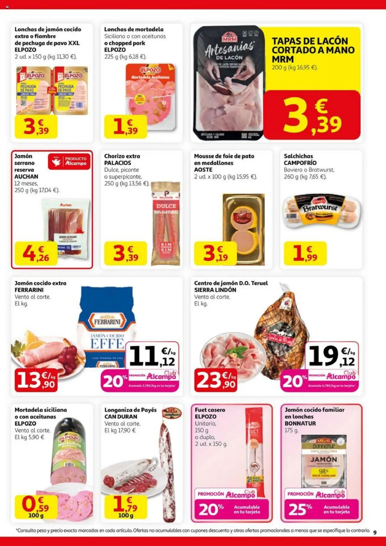 Alcampo - HG catalan  │ válido desde el 11.09.2025 | Página: 9 | Productos: Mousse, Jamón cocido, Peso, Mortadela