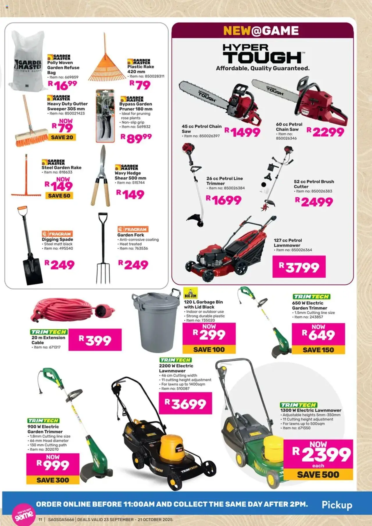 New Game catalogue – valid from 23.09.2025 | Page: 11 | Products: Cable, Cutter, Brush, Garden fork