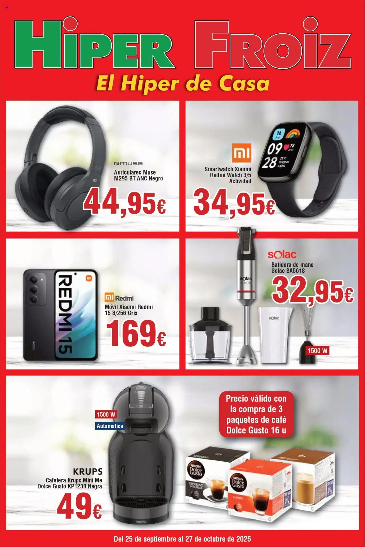 Froiz - Folleto Hiper │ válido desde el 25.09.2025 | Página: 1 | Productos: Café, Auriculares, Cafetera, Batidora