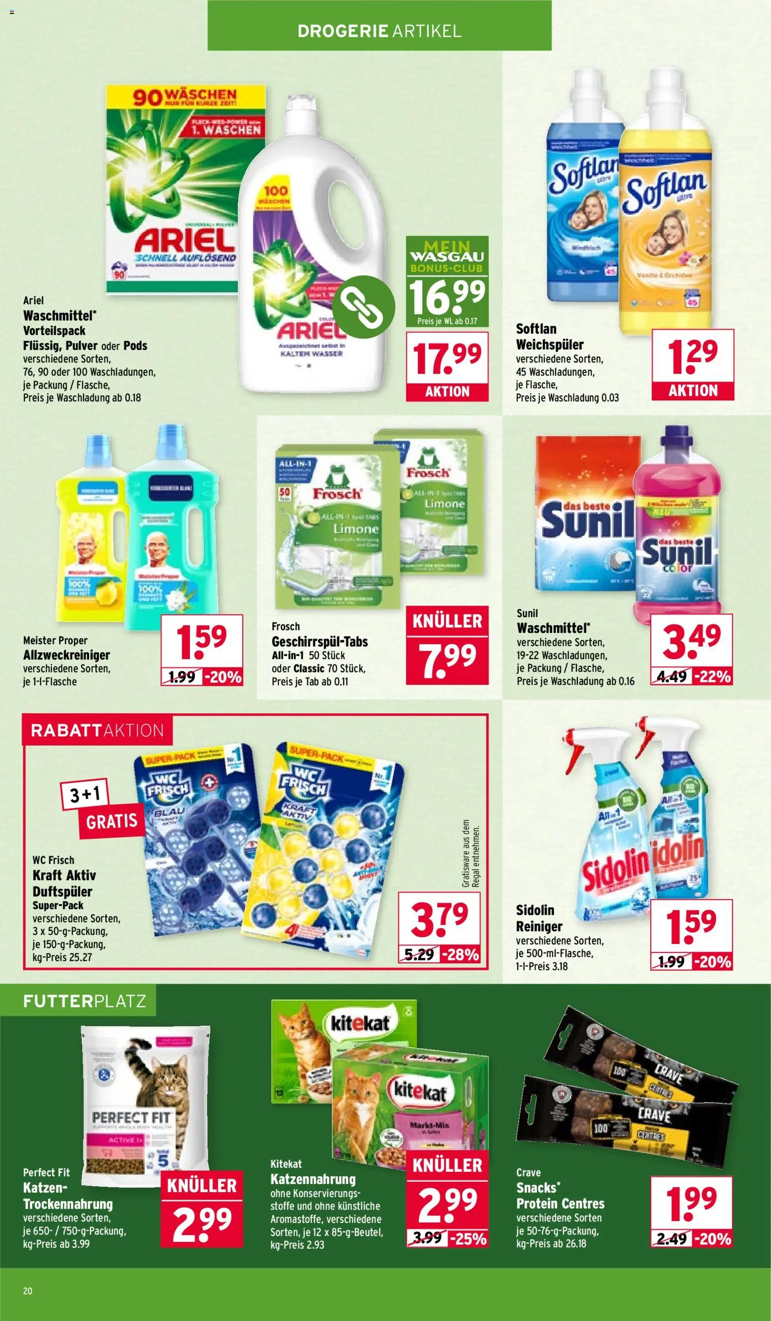 Wasgau Prospekt 	 – gültig ab 02.02.2026 | Seite: 20 | Produkte: Ariel, Regal, Wasser, Wc frisch