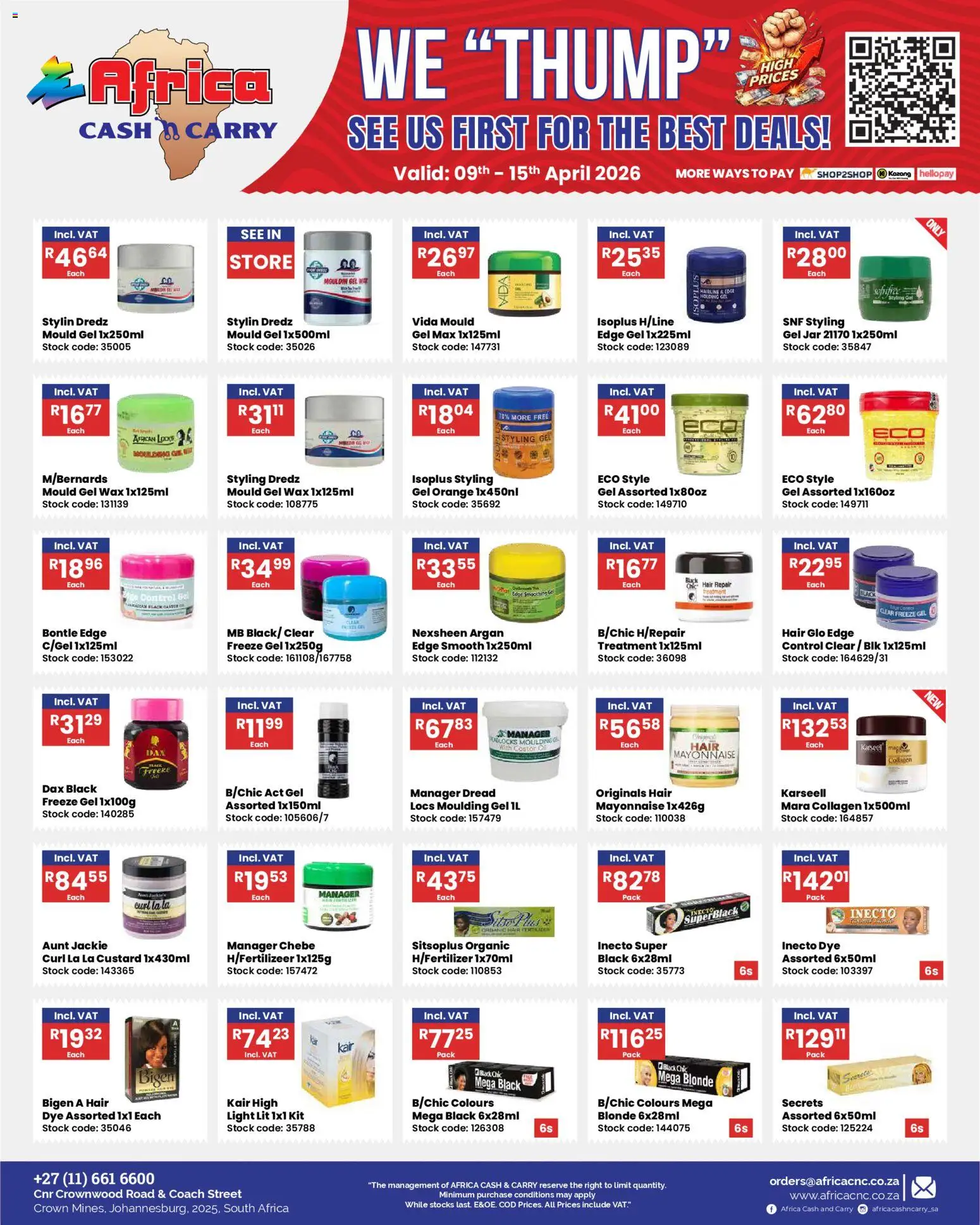 New Africa Cash & Carry catalogue – valid from 09.04.2026 | Page: 4 | Products: Wax, Light, Oil, Mayonnaise