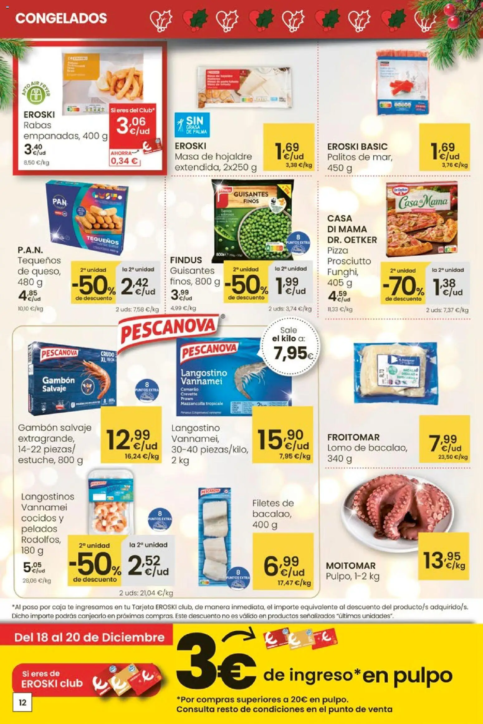 Eroski - Navidad  │ válido desde el 18.12.2025 | Página: 12 | Productos: Pizza, Té, Caja, Langostino