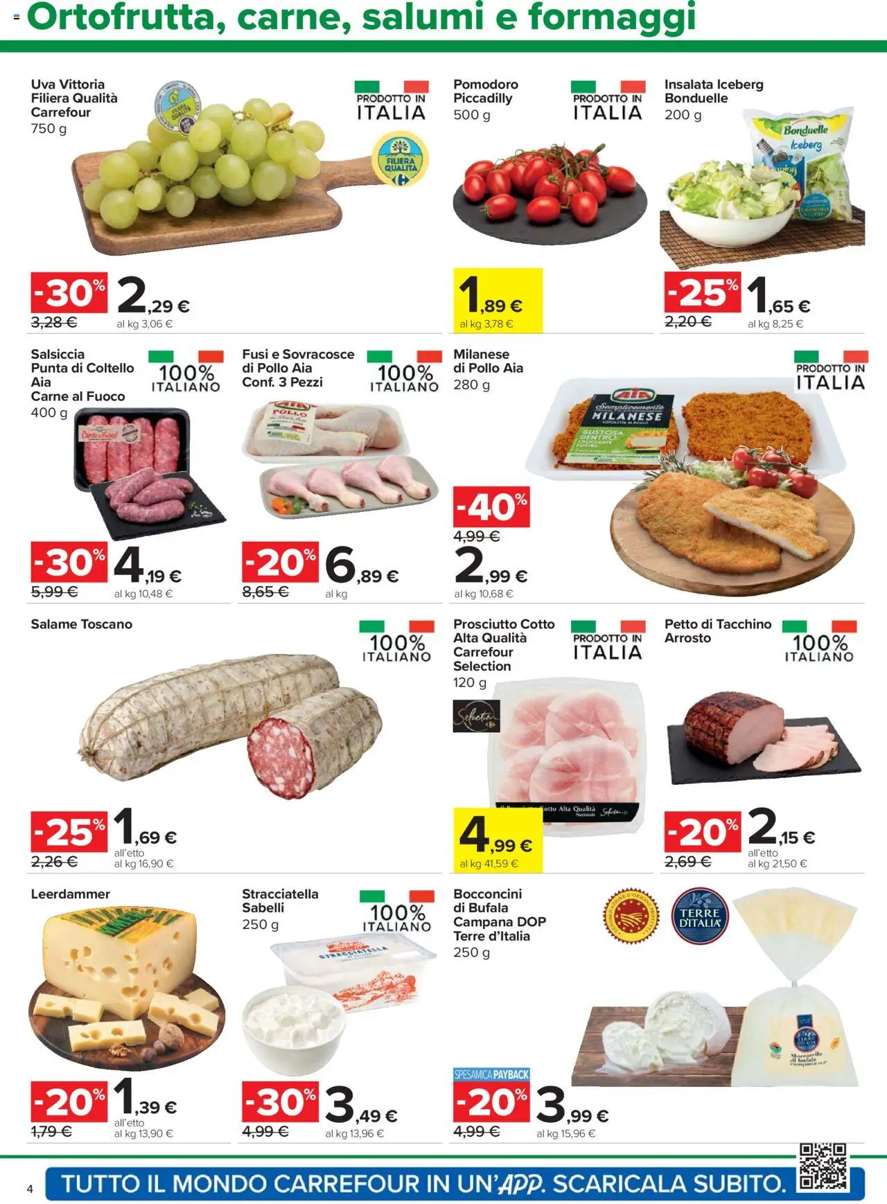 Volantino Carrefour del 21.08.2025 | Pagina: 4 | Prodotti: Arrosto, Tacchino, Uva, Stracciatella