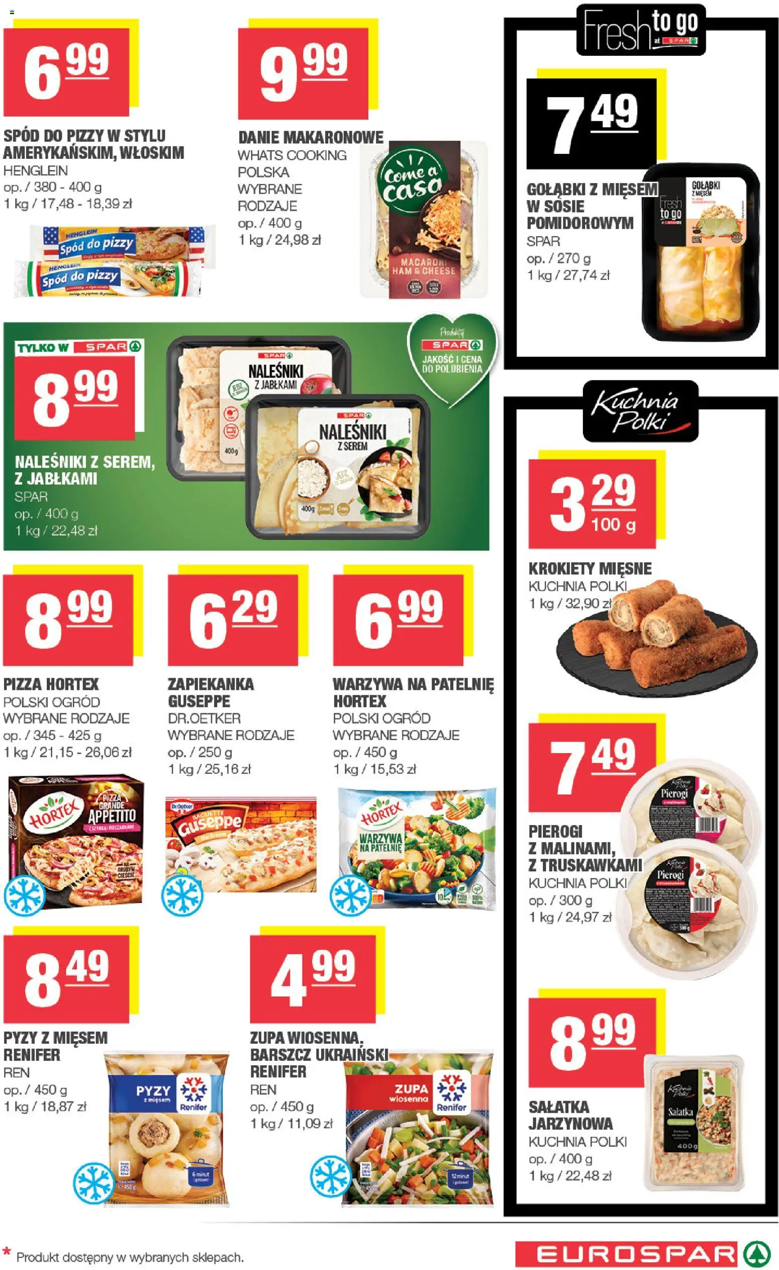 Spar gazetka - Eurospar od 16.03.2026 | Strona: 9 | Produkty: Pierogi, Warzywa na patelnie, Pizza, Sałatka