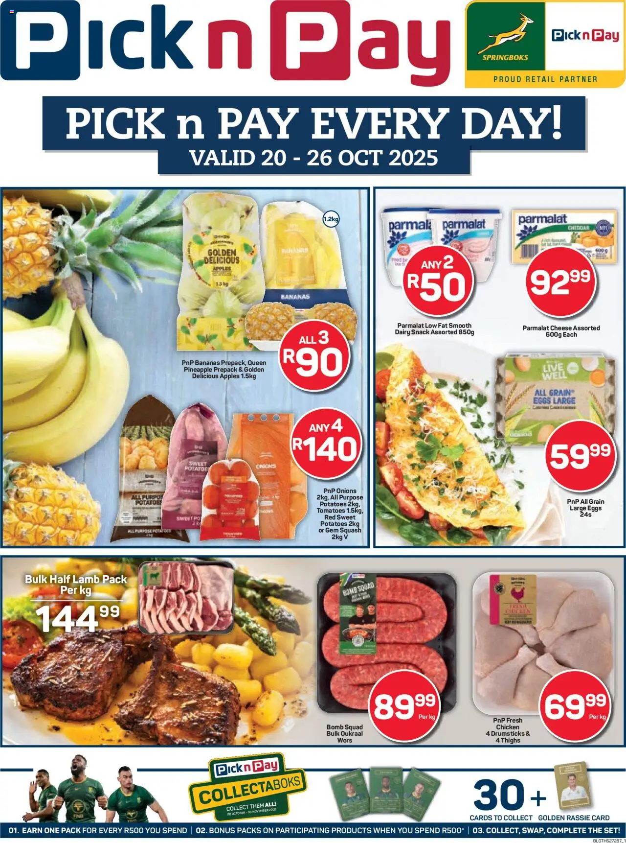 New Pick n Pay catalogue – valid from 20.10.2025 | Page: 1 | Products: Cheese, Eggs, Tomatoes, Onions