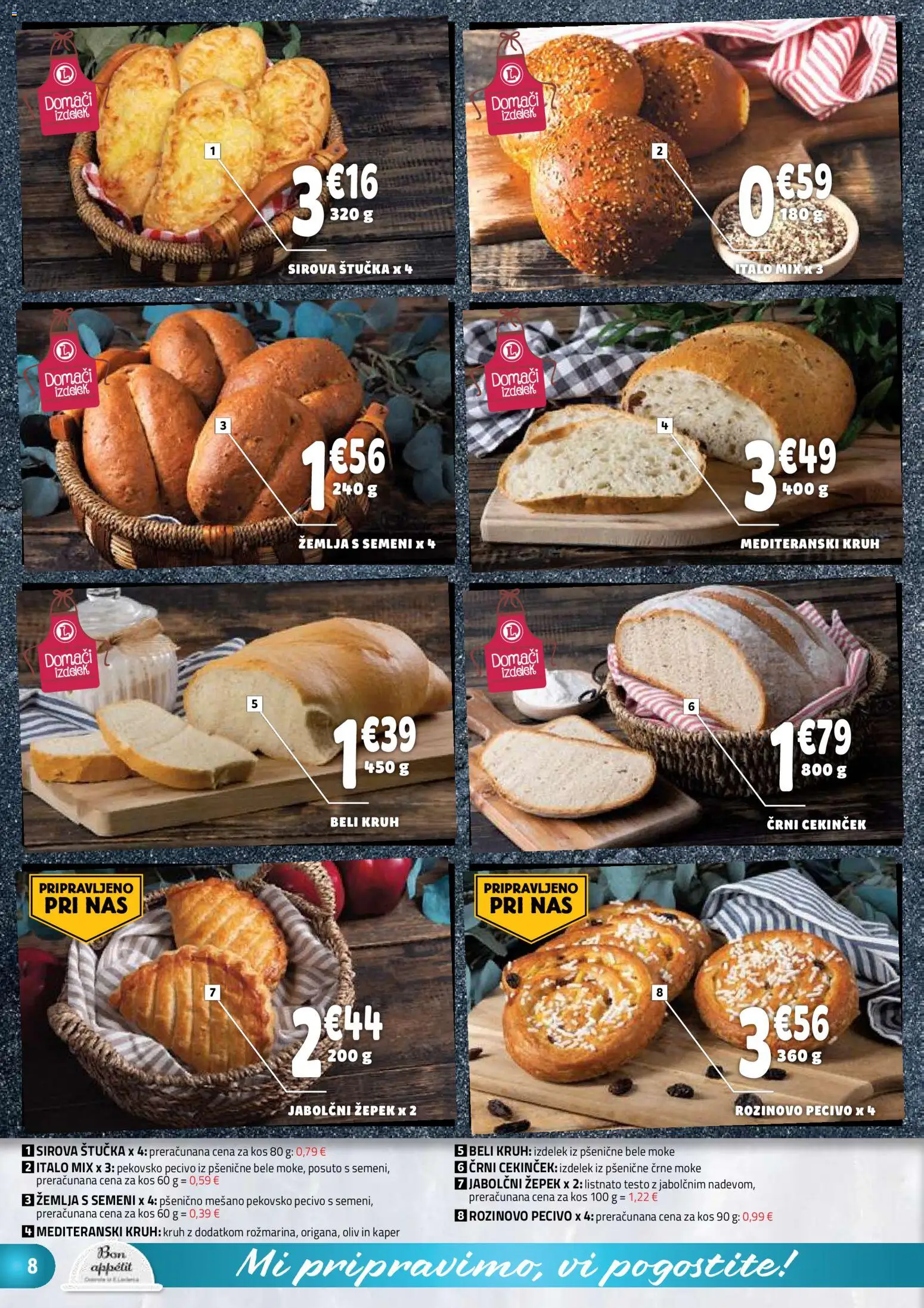 Novi E.leclerc katalog ponudbe – veljaven od 28.01.2026 | Stran: 8 | Izdelki: Žemlja, Kos, Kruh