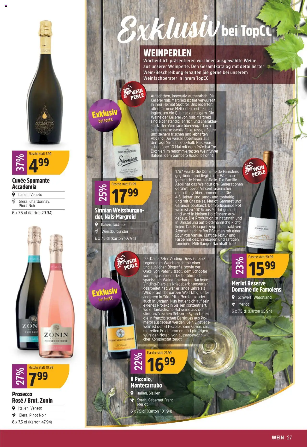 TopCC Aktionen – gültig ab 27.10.2025 | Seite: 27 | Produkte: Merlot, Wein, Top