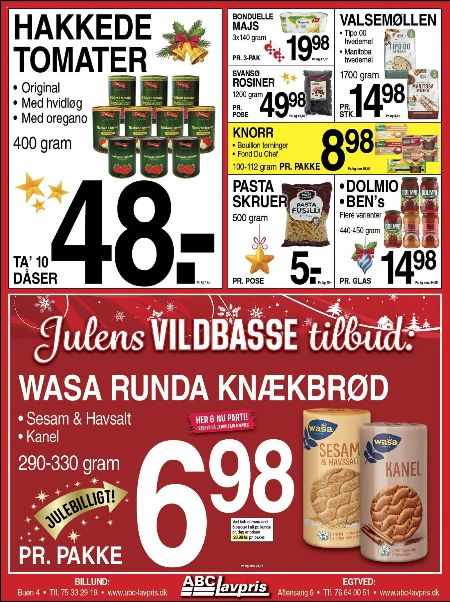 Abc Lavpris tilbudsavis – gyldig fra 03.12.2025 | Side: 6 | Produkter: Bouillon, Pasta, Hvedemel, Hakkede tomater