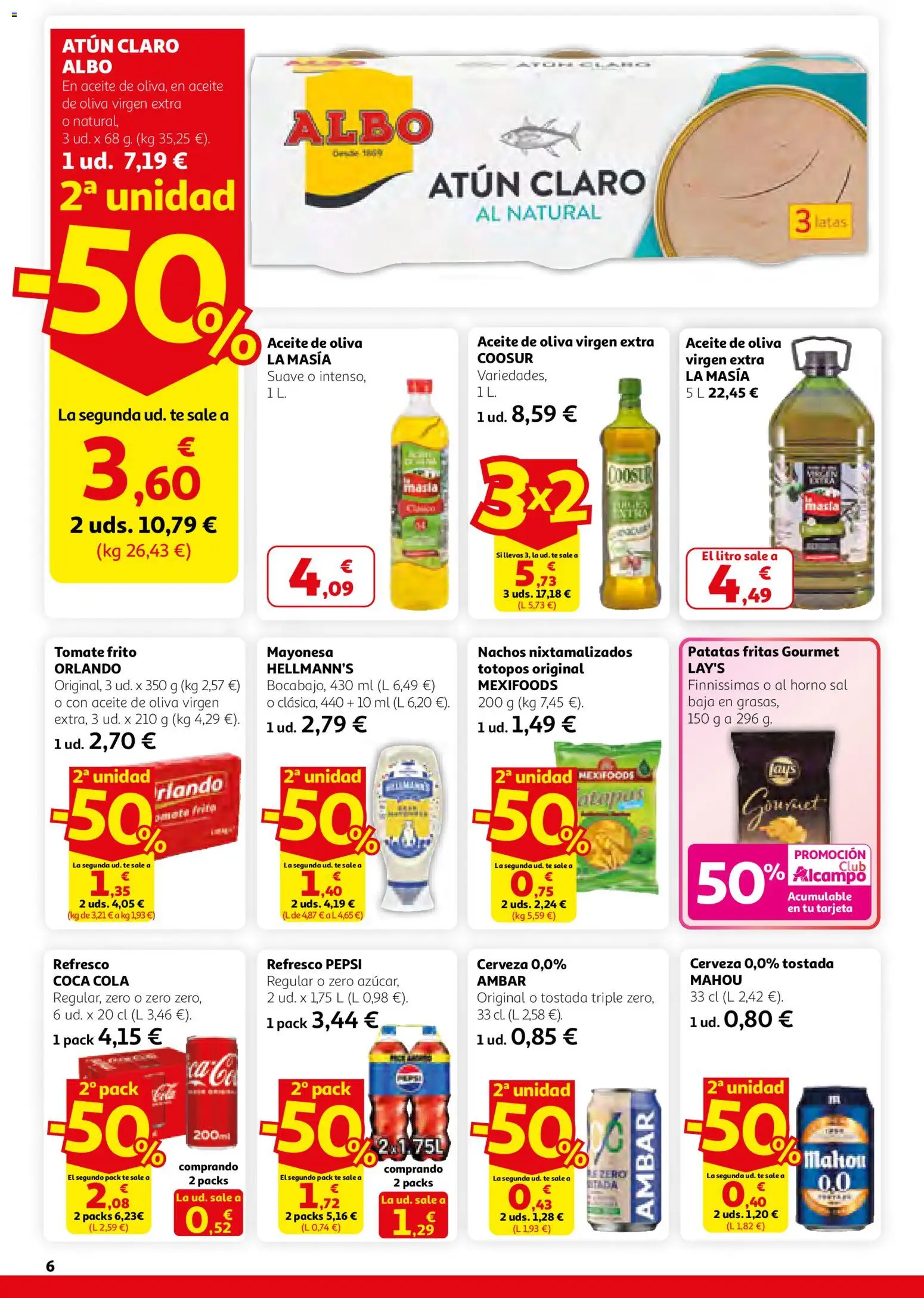 Alcampo - SM Madrid │ válido desde el 26.02.2026 | Página: 6 | Productos: Aceite, Cerveza, Té, Οθόνη προβολής