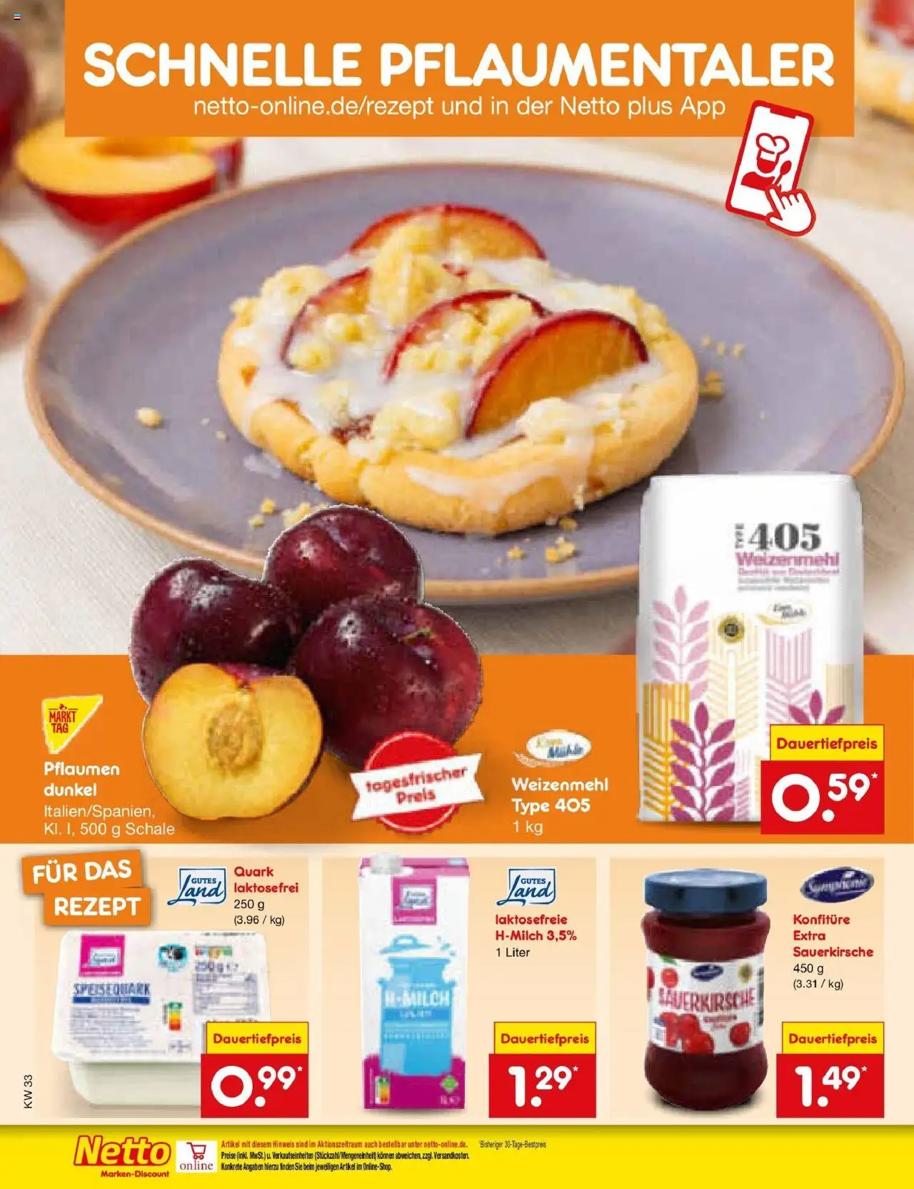 Netto Marken-Discount prospekt Lahnau	 - gültig ab dem 10.08.2025 | Seite: 6 | Produkte: Pflaumen, Quark, Weizenmehl, Speisequark