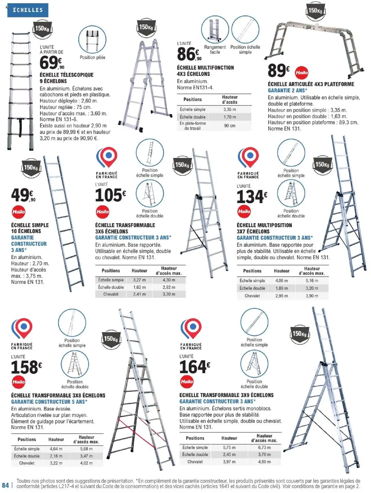 | Page: 84 | Produits: Base, Chevalet, Échelle télescopique