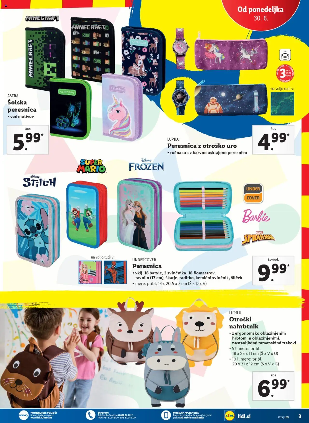 Lidl katalog vše za šolo │ velja od 30.06.2025 | Stran: 3 | Izdelki: Ura, Silcek, Peresnica, Nahrbtnik