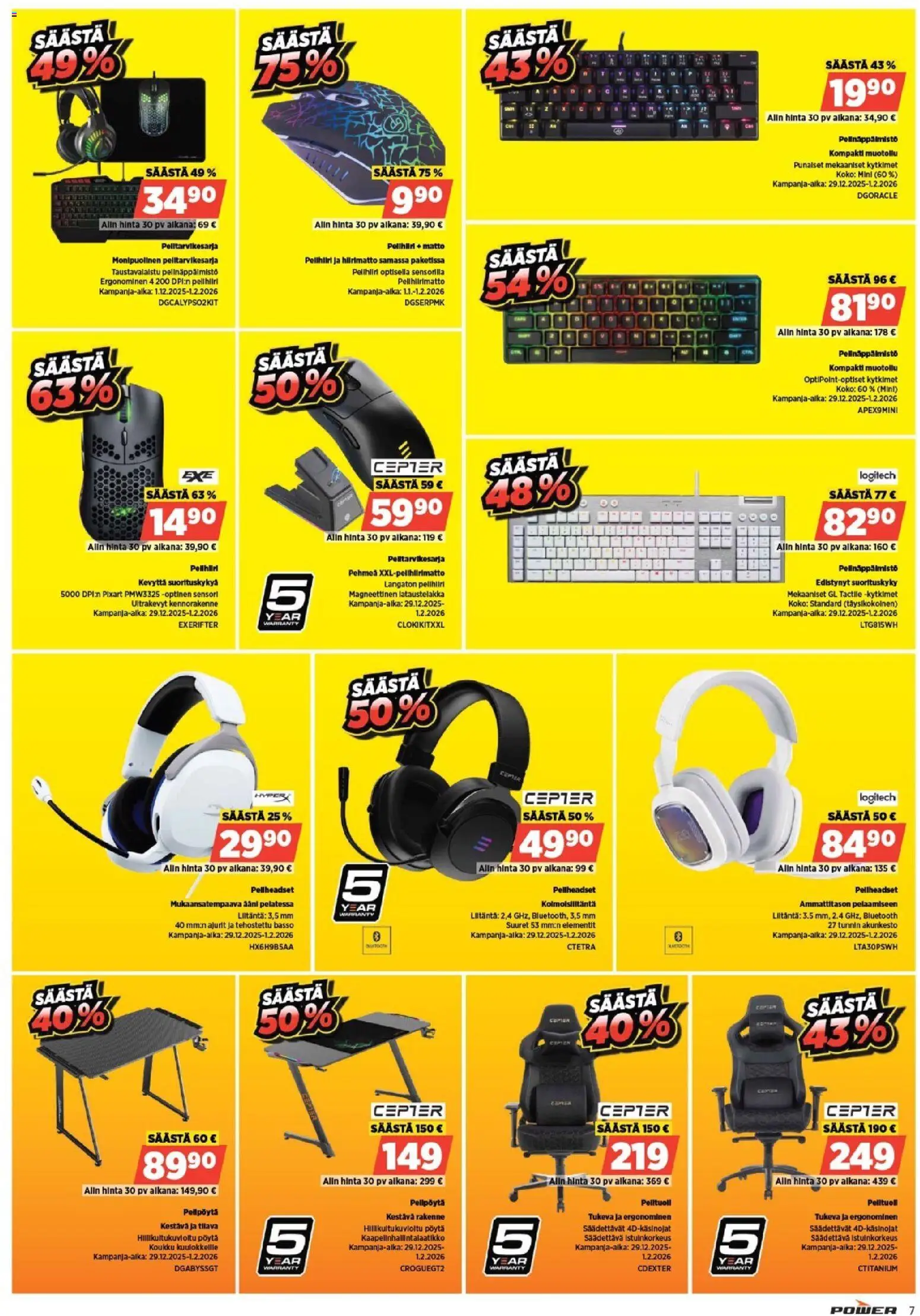 Power tarjoukset – voimassa 19.01.2026 alkaen | Sivu: 9 | Tuotteet: Pöytä, Matto, Hiiri
