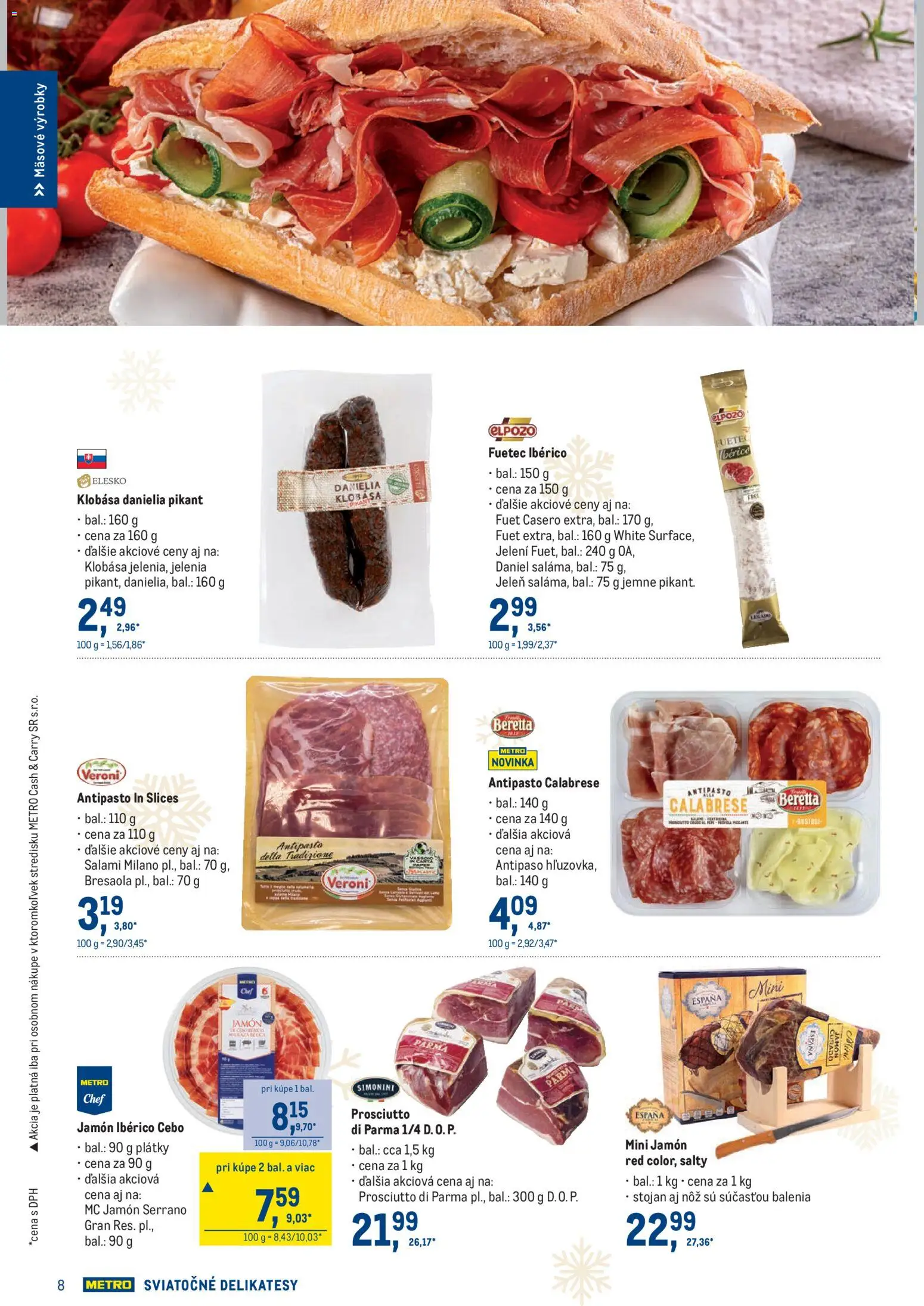 Nové Metro akcie – leták je platný od 19.11.2025 | Strana: 8 | Produkty: Klobása