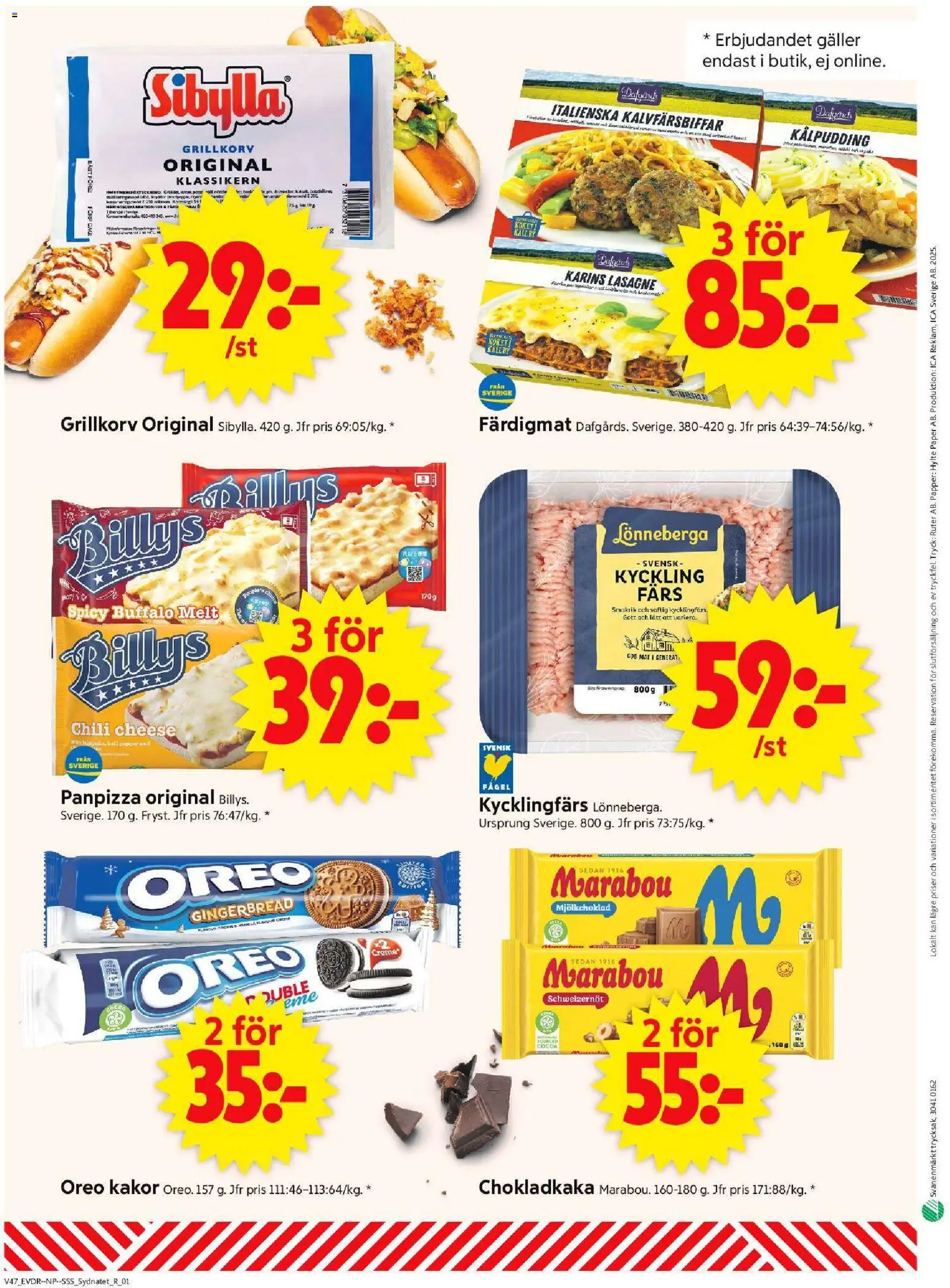 ICA Supermarket reklamblad aktuell från 17.11.2025 | Sida: 10 | Produkter: Galler, Grillkorv, Oreo, Papper