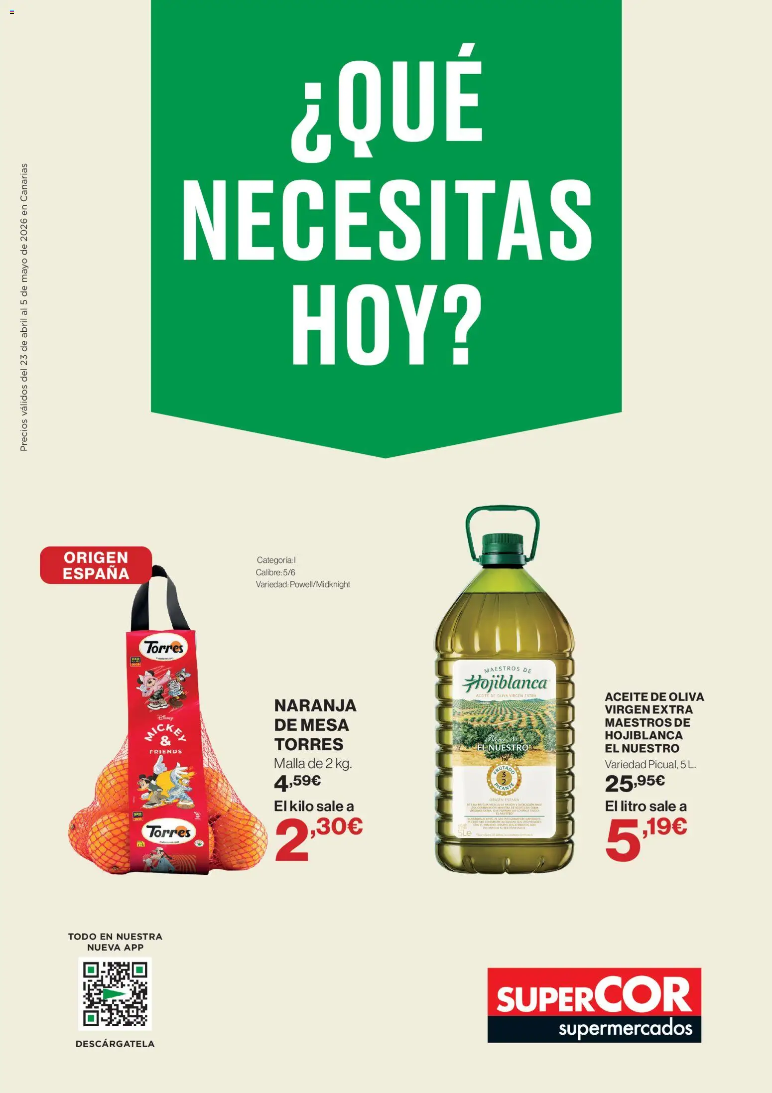 Supercor Canarias │ válido desde el 23.04.2026 | Página: 1 | Productos: Aceite, Aceite de oliva, Aceite de oliva virgen extra, Mesa