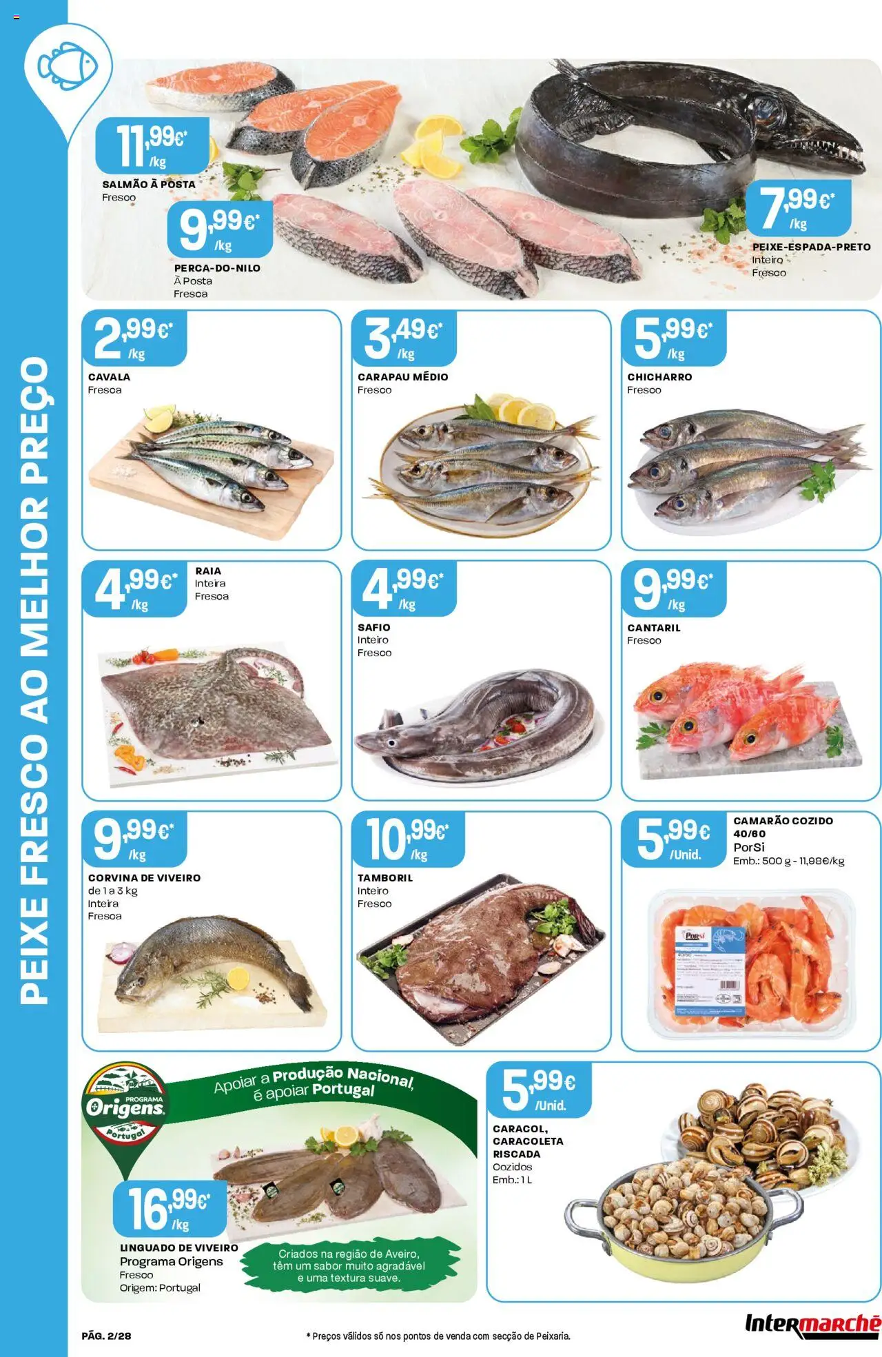 Intermarché folheto │ válido de 31.07.2025 | Página: 2 | Produtos: Camarão, Linguado, Tamboril, Peixe