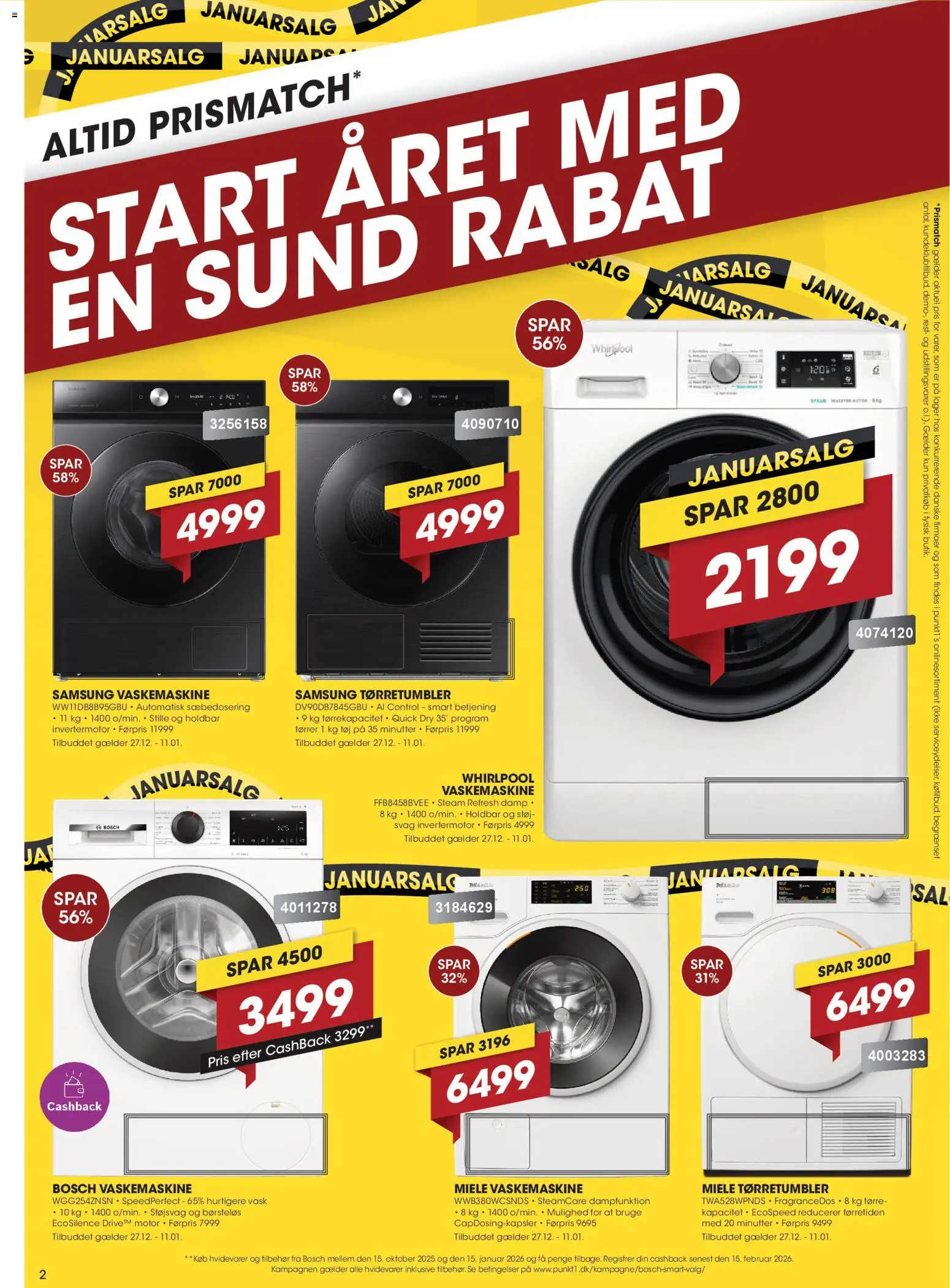 Punkt1 tilbudsavis – gyldig fra 27.12.2025 | Side: 2 | Produkter: Søm, Vaskemaskine, Tørretumbler, Tøj