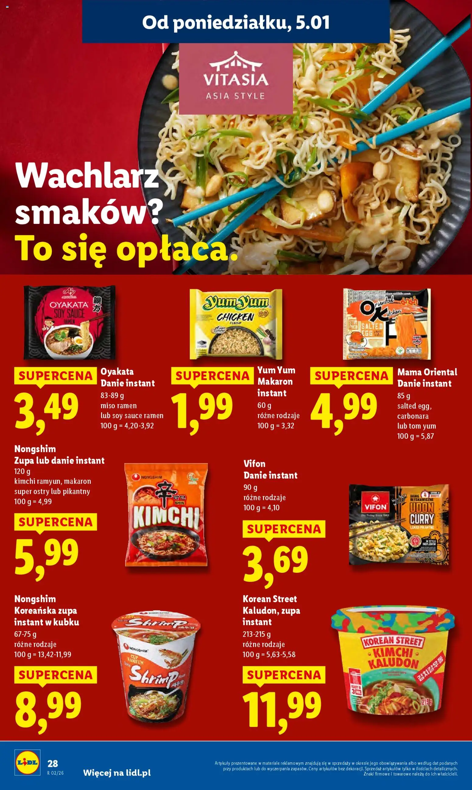 Lidl Gazetka od 05.01.2026 | Strona: 30 | Produkty: Kimchi, Carbonara, Curry, Makaron