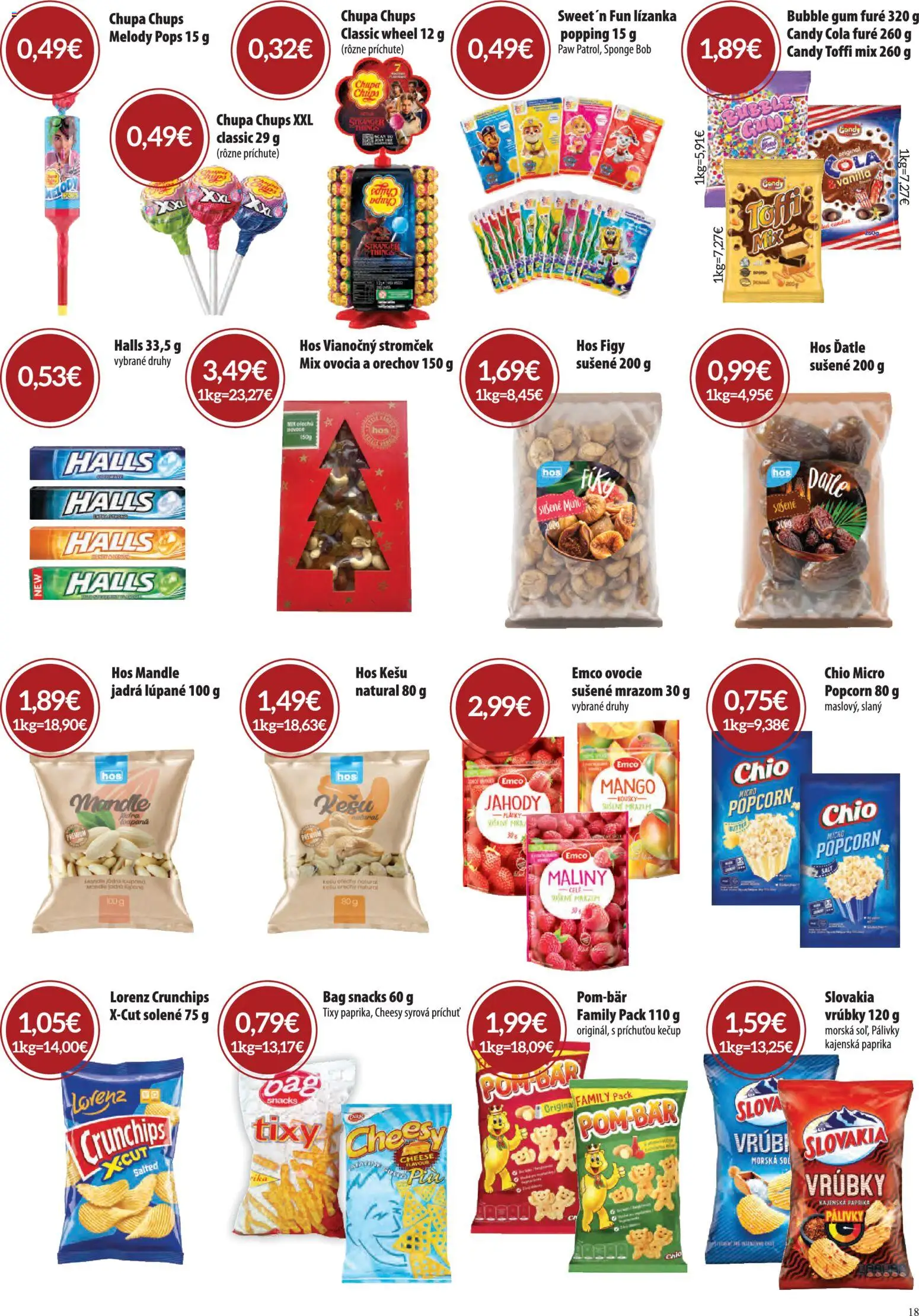 Nové CBA Komfos akcie – leták je platný od 06.11.2025 | Strana: 18 | Produkty: Vianočný stromček, Jahody, Kečup, Maliny