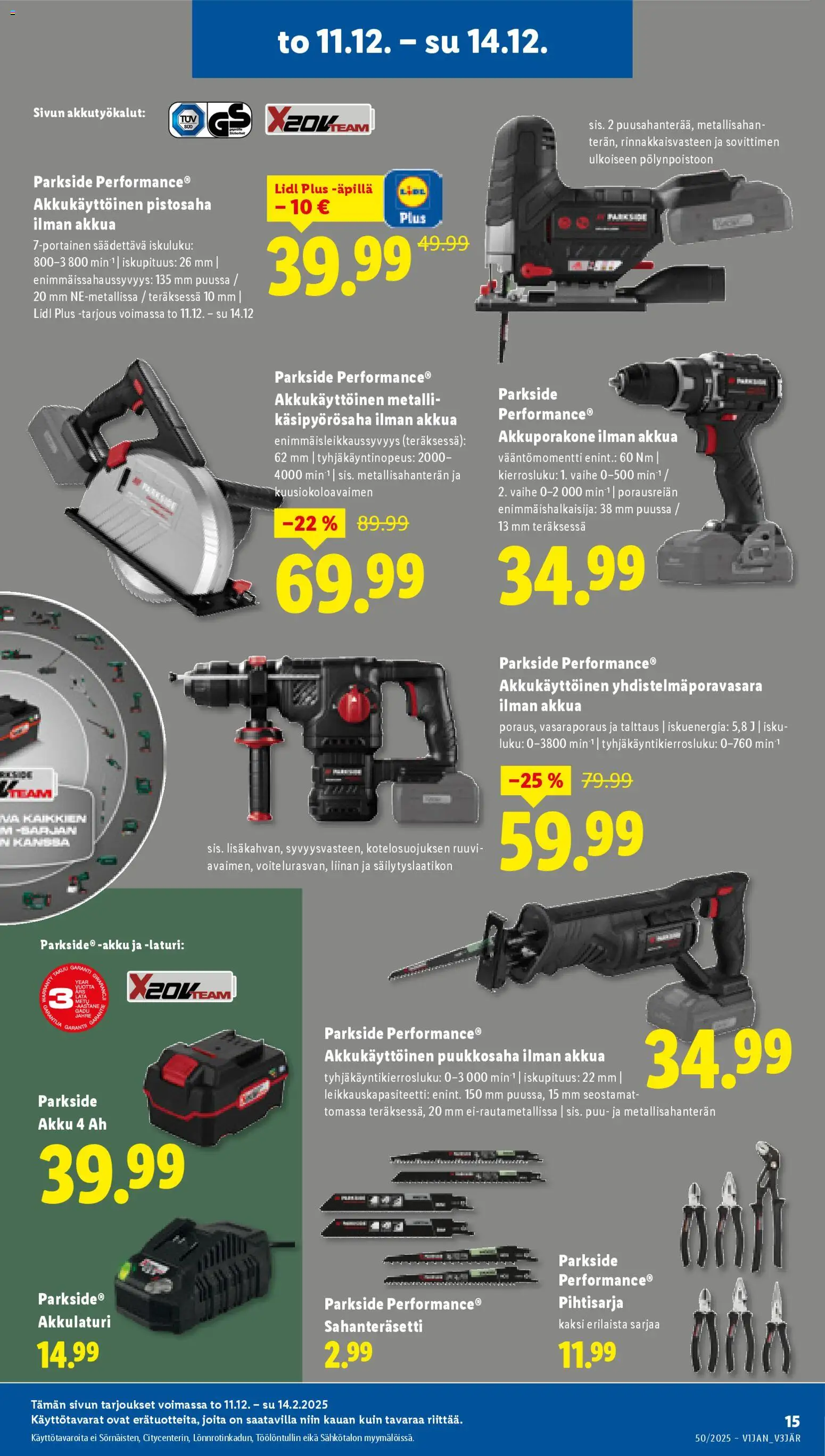 Lidl tarjoukset - Helsinki – voimassa 11.12.2025 alkaen | Sivu: 15 | Tuotteet: Akku, Laturi