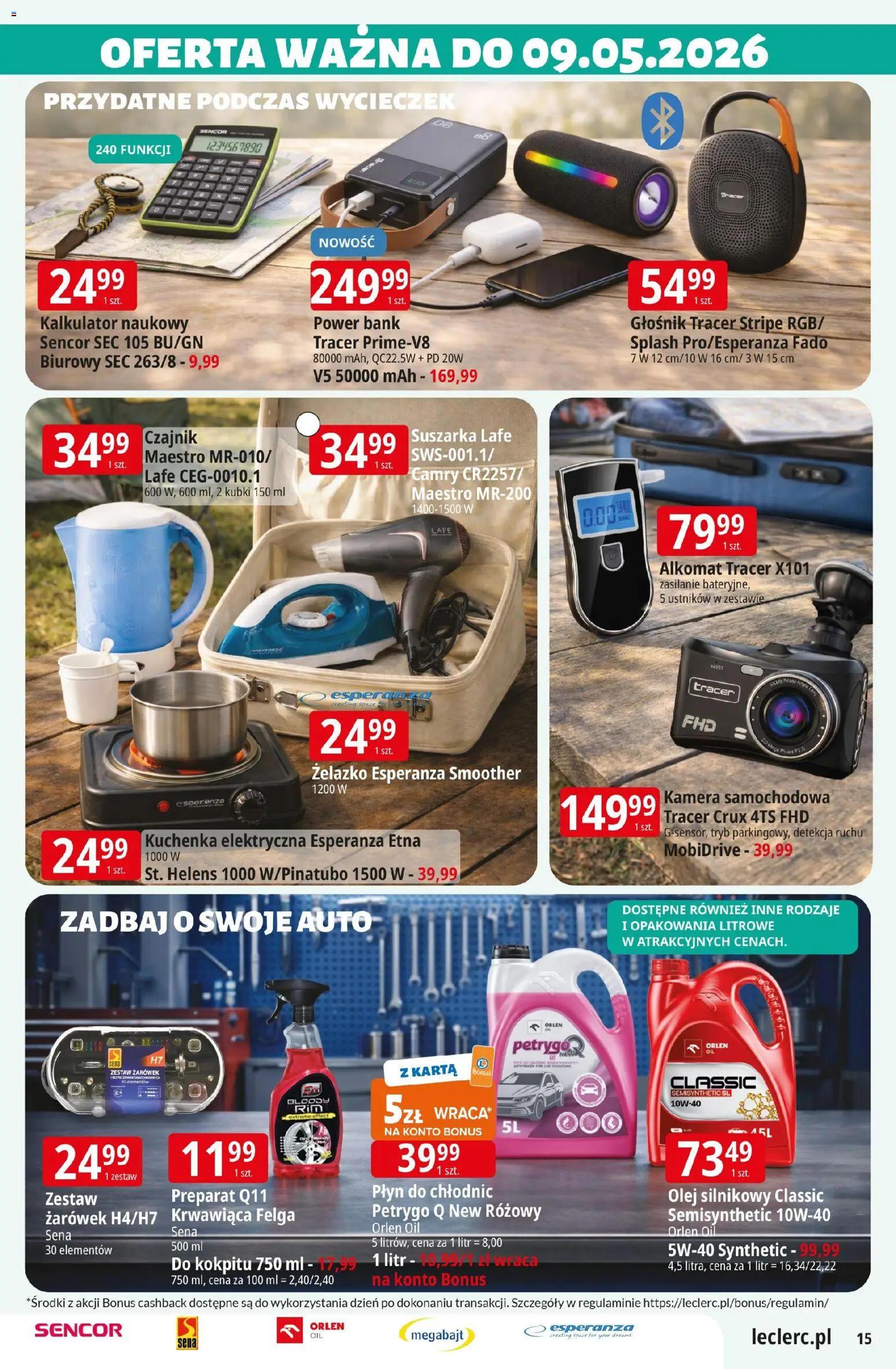 E.Leclerc gazetka - Radom od 21.04.2026 | Strona: 15 | Produkty: Głośnik, Kalkulator, Kuchenka, Olej