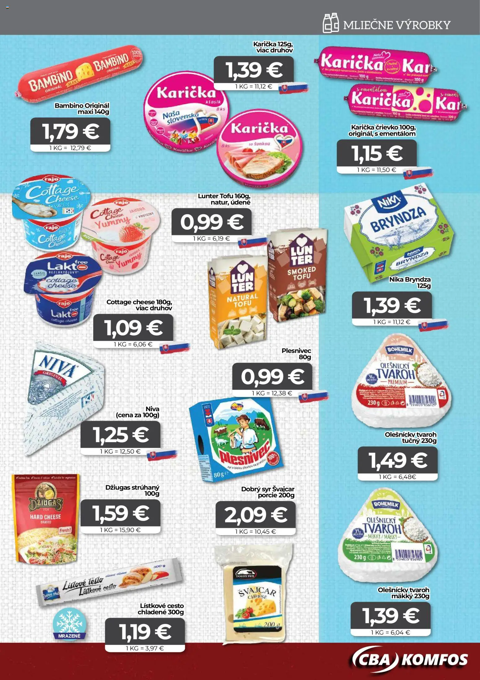 Nové CBA Komfos akcie – leták je platný od 20.11.2025 | Strana: 5 | Produkty: Syr, Tofu, Bryndza, Lístkové cesto