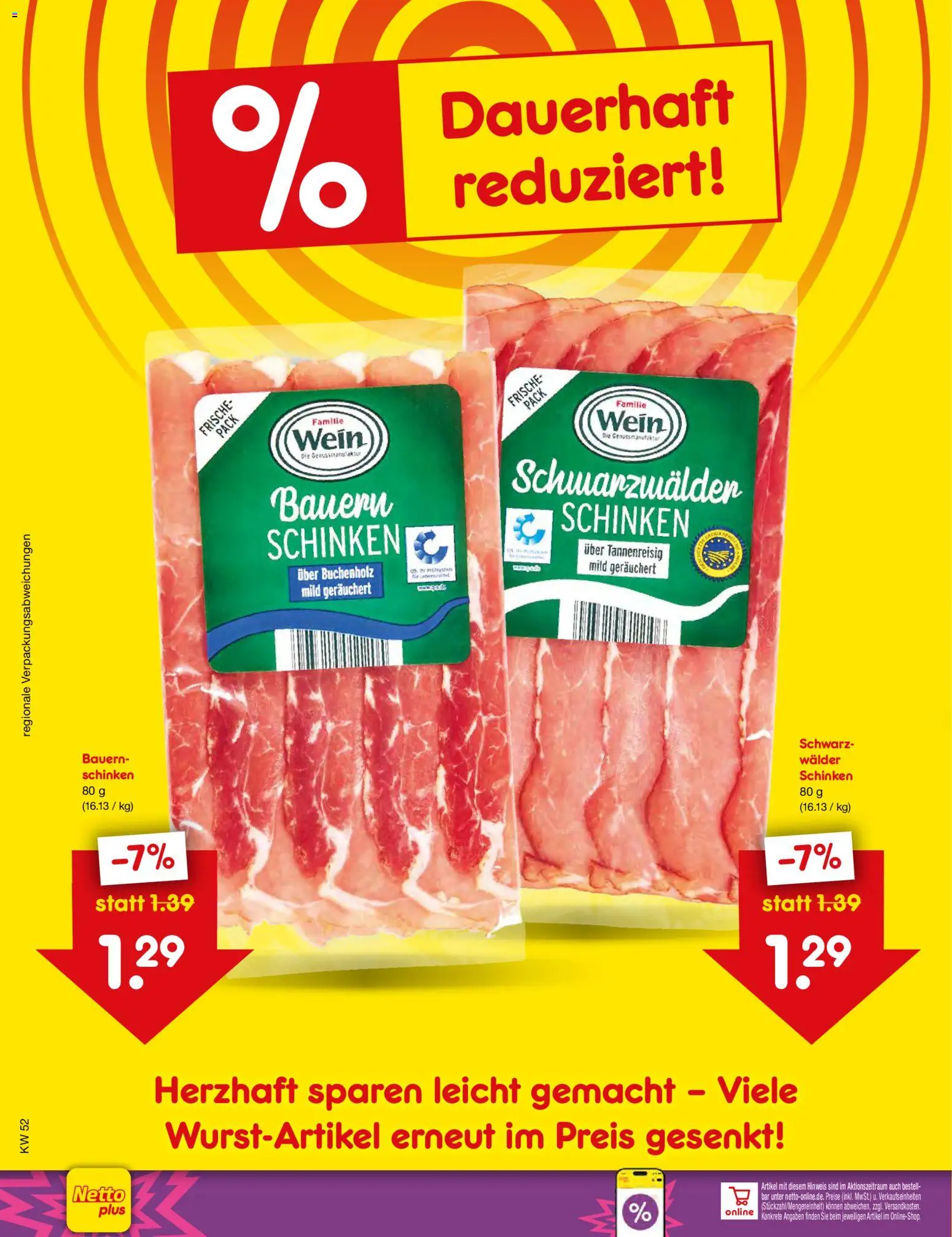Netto Marken-Discount Preissenkung auf Dauer – gültig ab 22.12.2025 | Seite: 1 | Produkte: Schinken, Wein