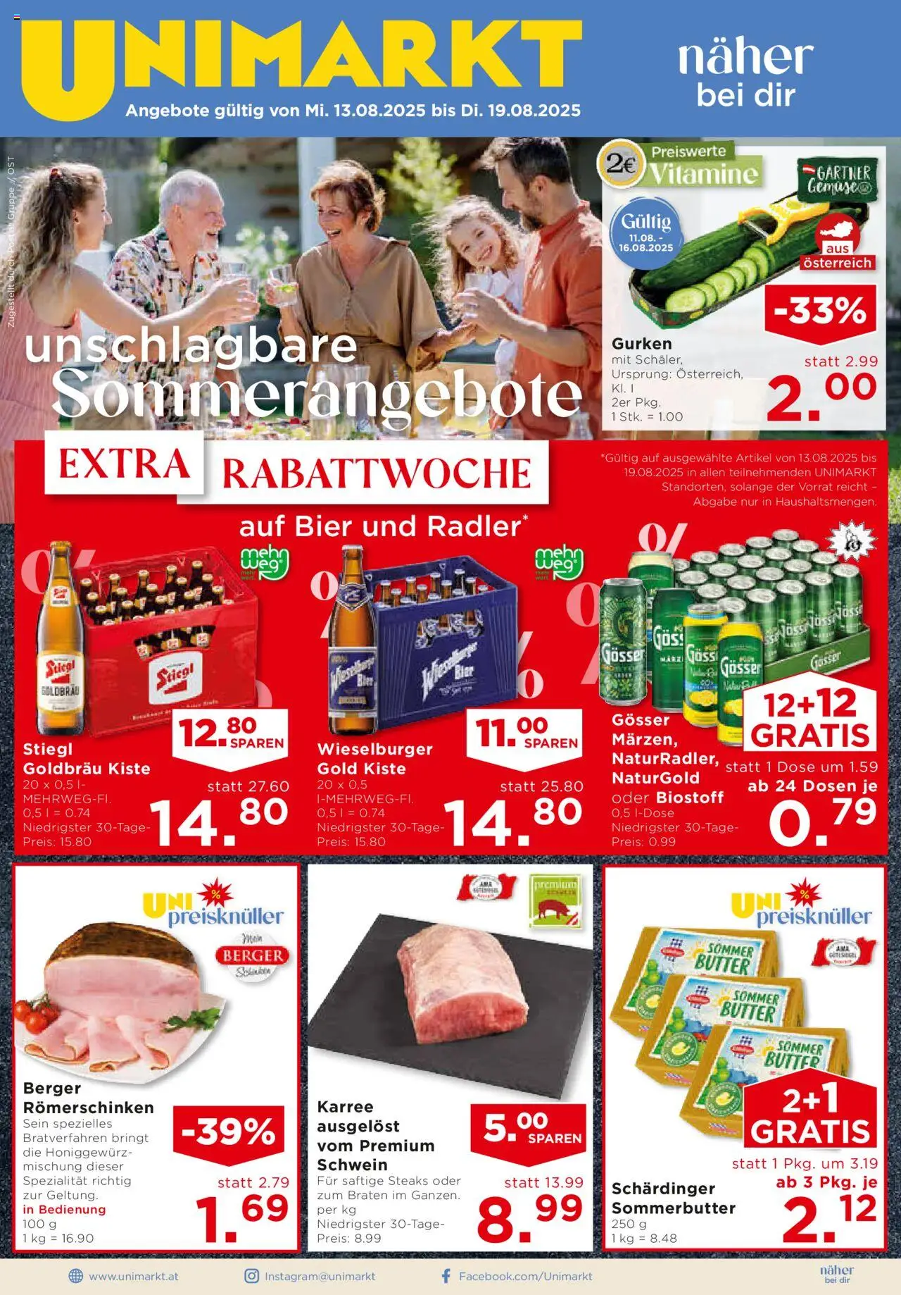 Unimarkt Ost gültig ab 13.08.2025 | Seite: 3 | Produkte: Gurken, Butter, Bier
