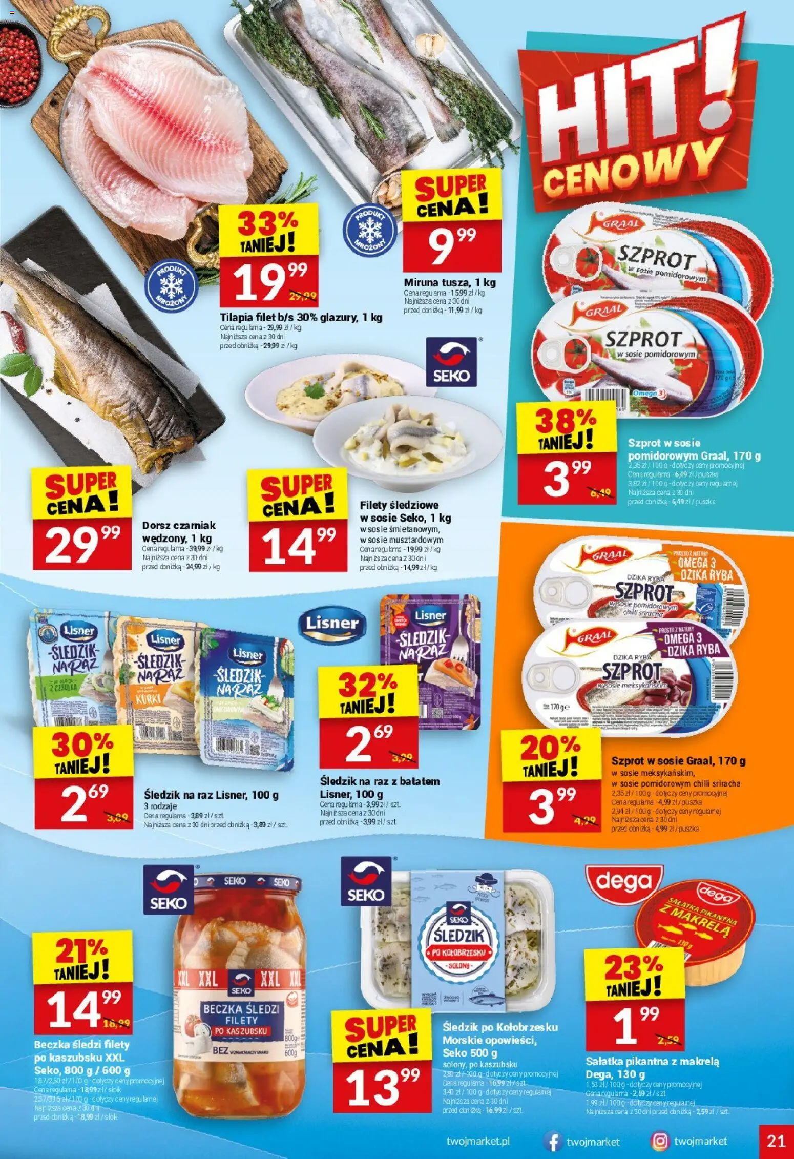 Twój Market Gazetka od 29.10.2025 | Strona: 21 | Produkty: Miruna, Tilapia, Ryba, Sałatka