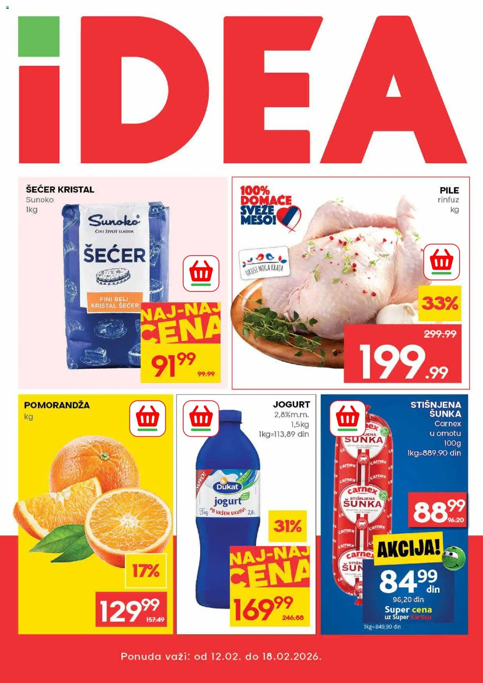 Idea katalog - važi od 12.02.2026 | Strana: 1 | Proizvode: Šećer kristal, Šećer, Pile, Jogurt