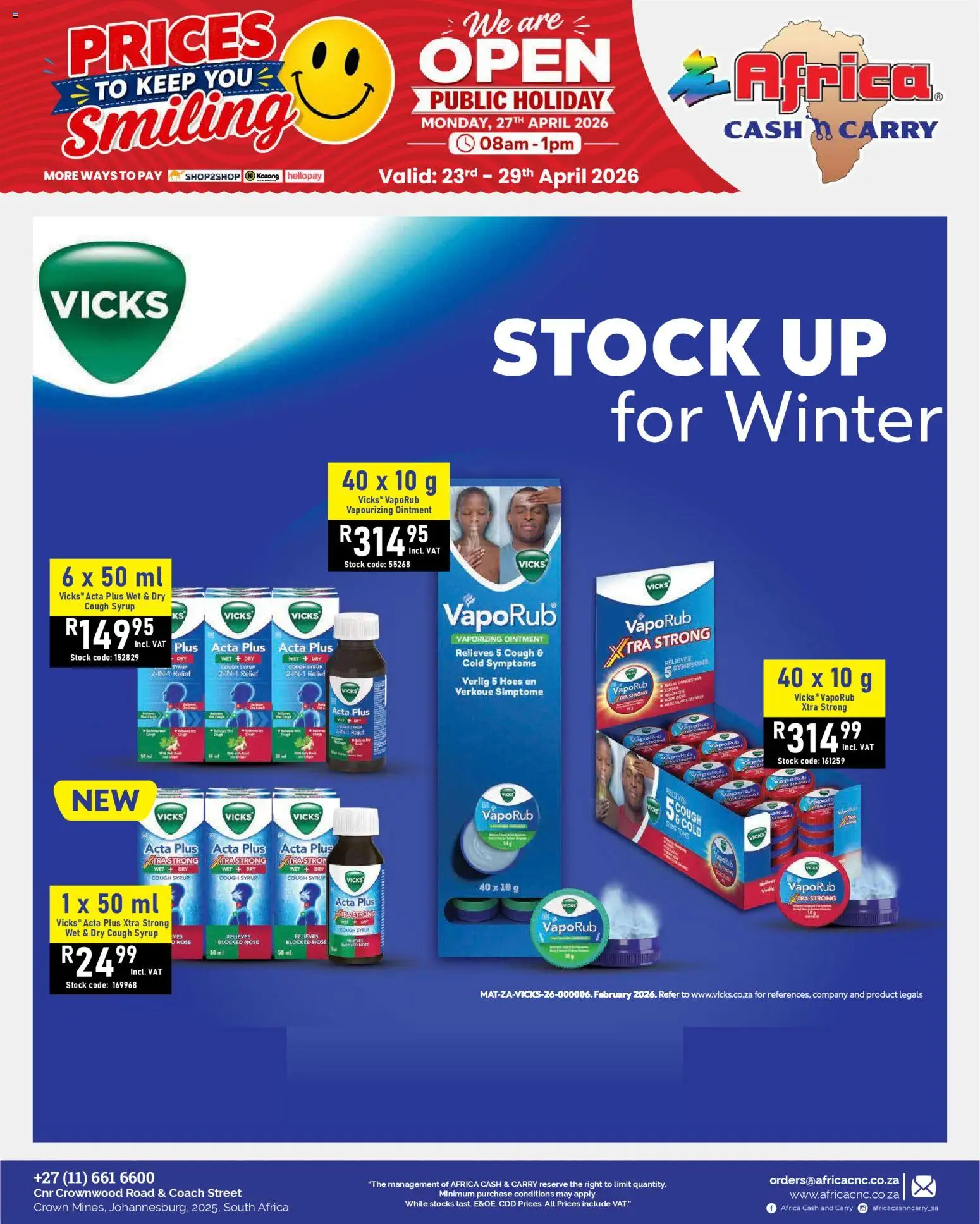 New Africa Cash & Carry catalogue – valid from 23.04.2026 | Page: 47 | Products: Cough syrup, Stock, Syrup