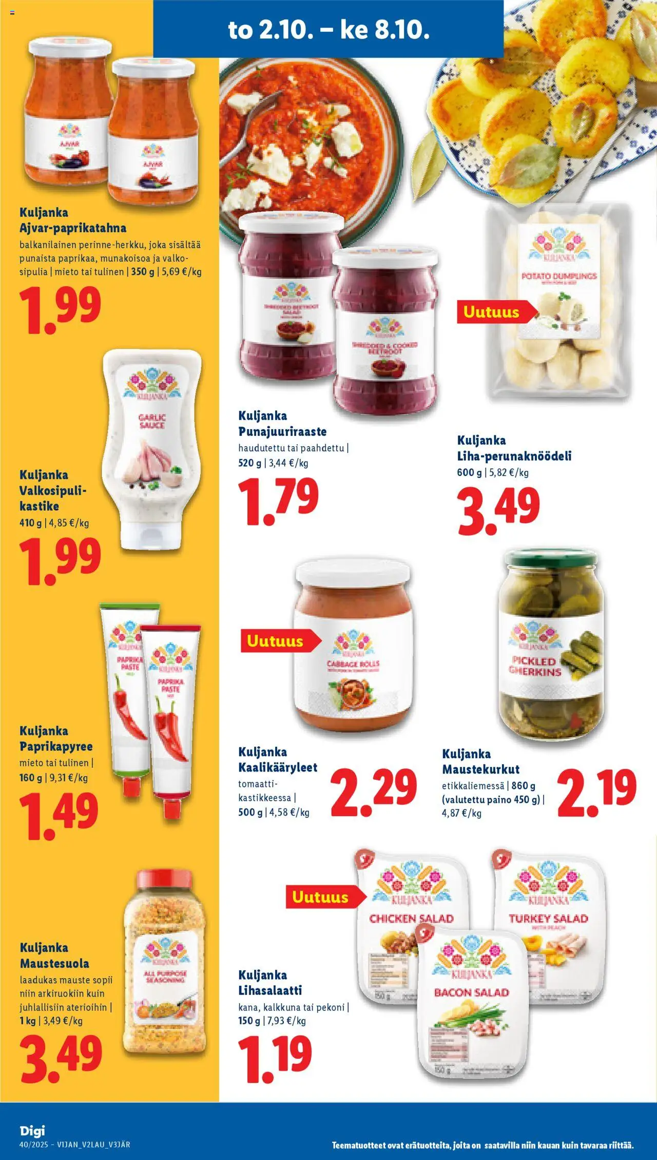 Lidl tarjoukset – voimassa 02.10.2025 alkaen | Sivu: 12 | Tuotteet: Valkosipuli, Kaalikääryleet, Pekoni