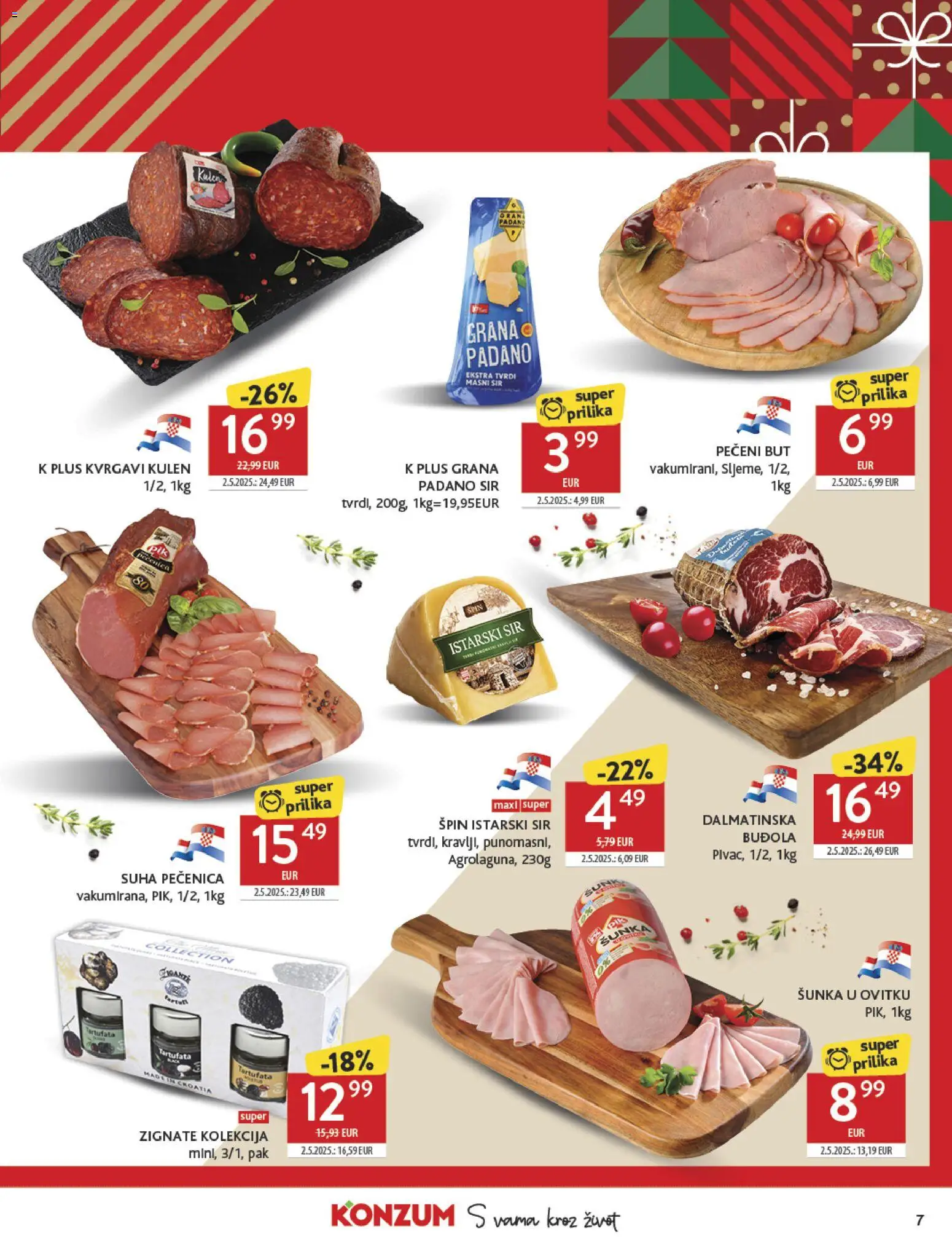 Konzum katalog | vrijedi od 27.12.2025 | Stranica: 7 | Proizvodi: Grana Padano, Sir, Šunka, Buđola
