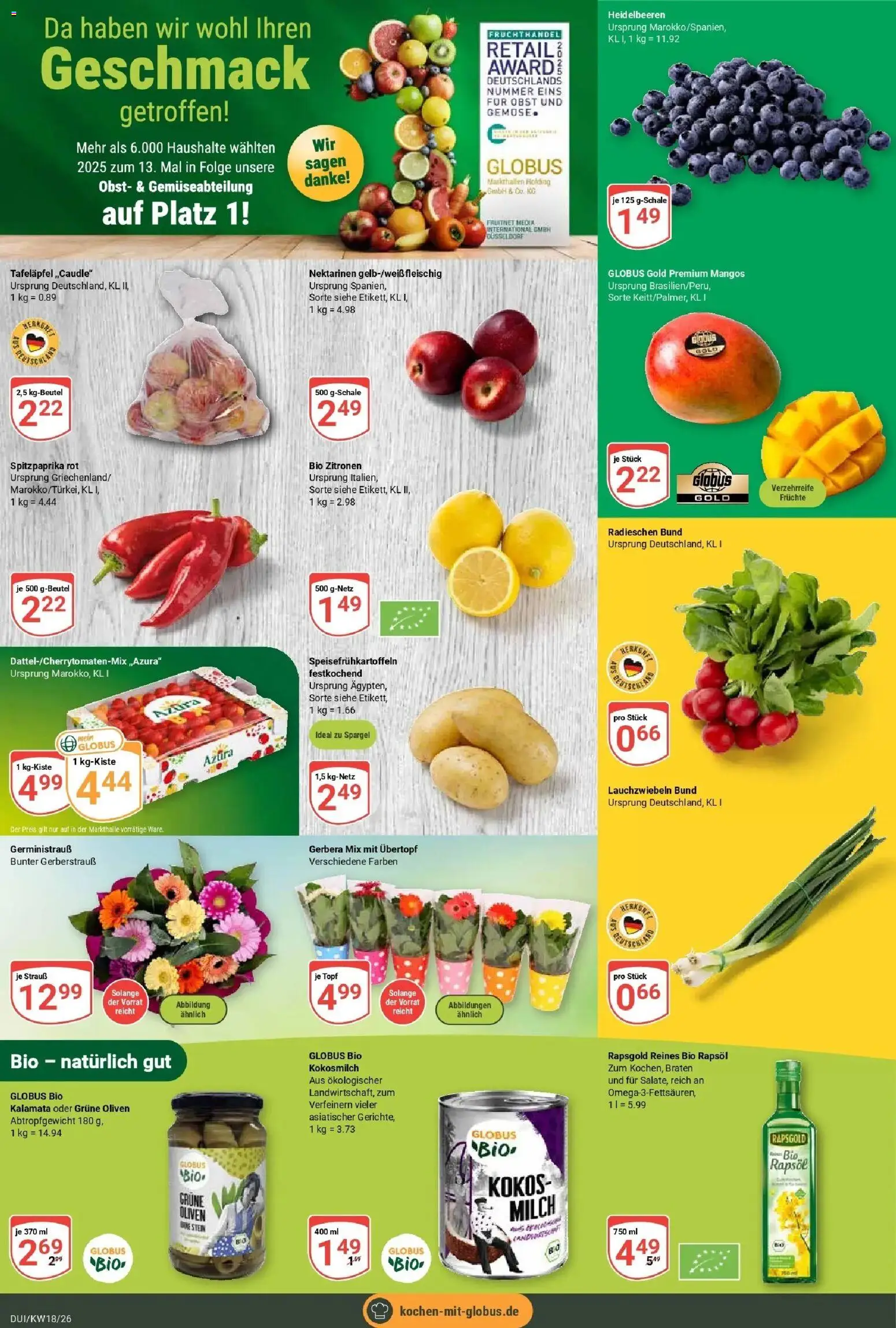 Globus Prospekt Duisburg	 – gültig ab 27.04.2026 | Seite: 5 | Produkte: Milch, Nektarinen, Rapsöl, Zitronen