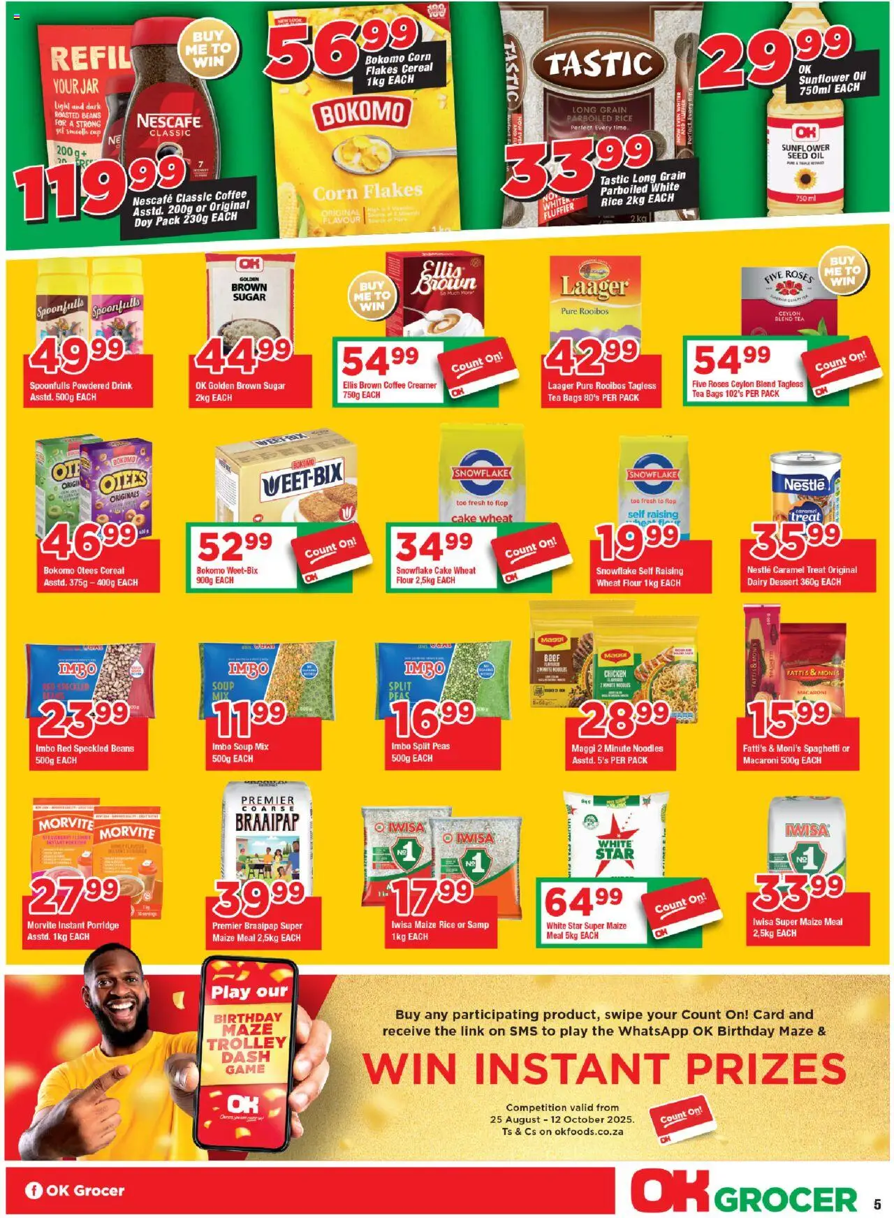 OK Foods Western Cape - OK Grocer │ valid from 25.08.2025 | Page: 5 | Products: Cake, Cap, Maize meal, Sugar