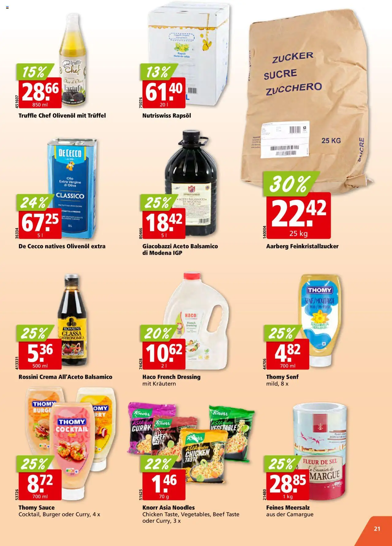 Aligro Aktionen Schlieren, Gossau SG, Frauenfeld, Rapperswil-Jona, Sargans, Bern, Brüttisellen, Pratteln, Emmen, Spreitenbach ab 25.08.2025 | Seite: 21 | Produkte: Balsamico, Rapsöl, Burger, Zucker
