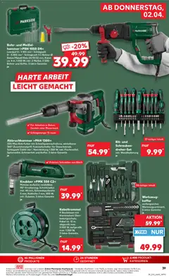 Náhled letáku Kaufland Německo leták od 02.04.2026 | Strana: 39 | Produkty: Parkside, Kabel