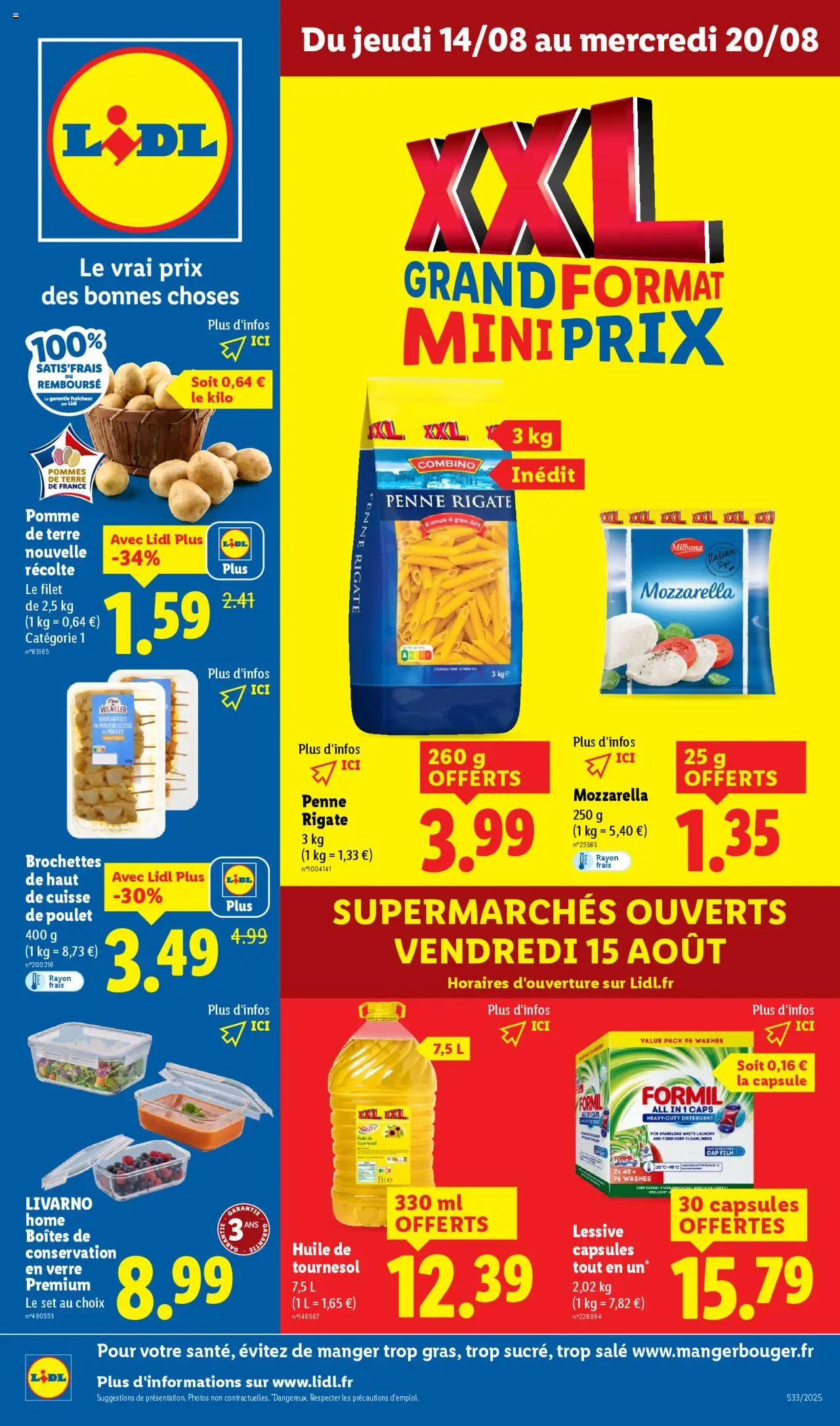  | Page: 1 | Produits: Mozzarella, Détergent, Huile, Pommes
