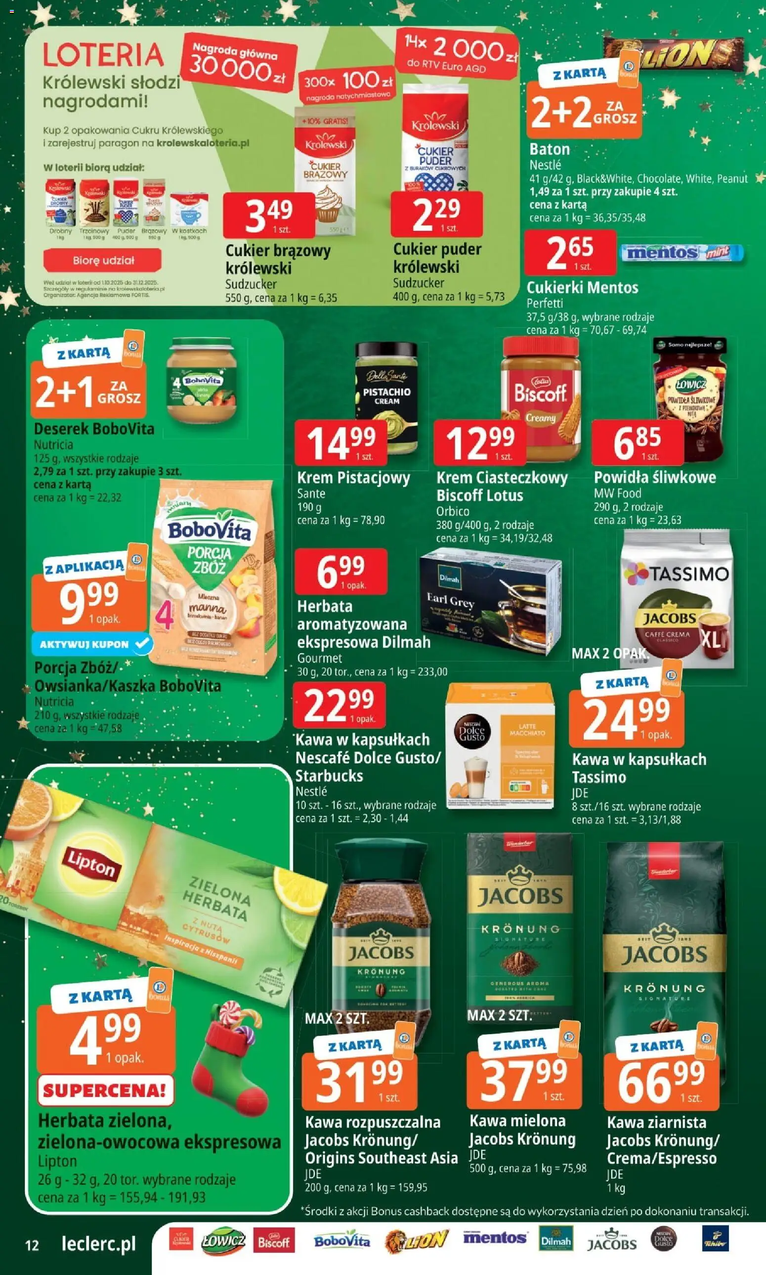 E.Leclerc Gazetka od 25.11.2025 | Strona: 12 | Produkty: Nescafe, Kawa ziarnista, Powidła, Kawa