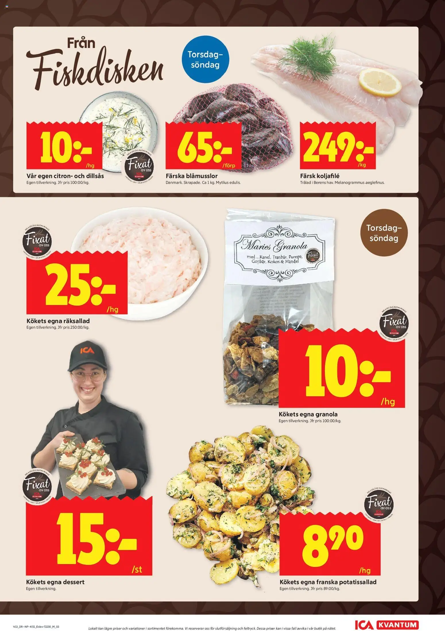 ICA Kvantum reklamblad aktuell från 23.03.2026 | Sida: 7 | Produkter: Potatissallad, Granola, Citron