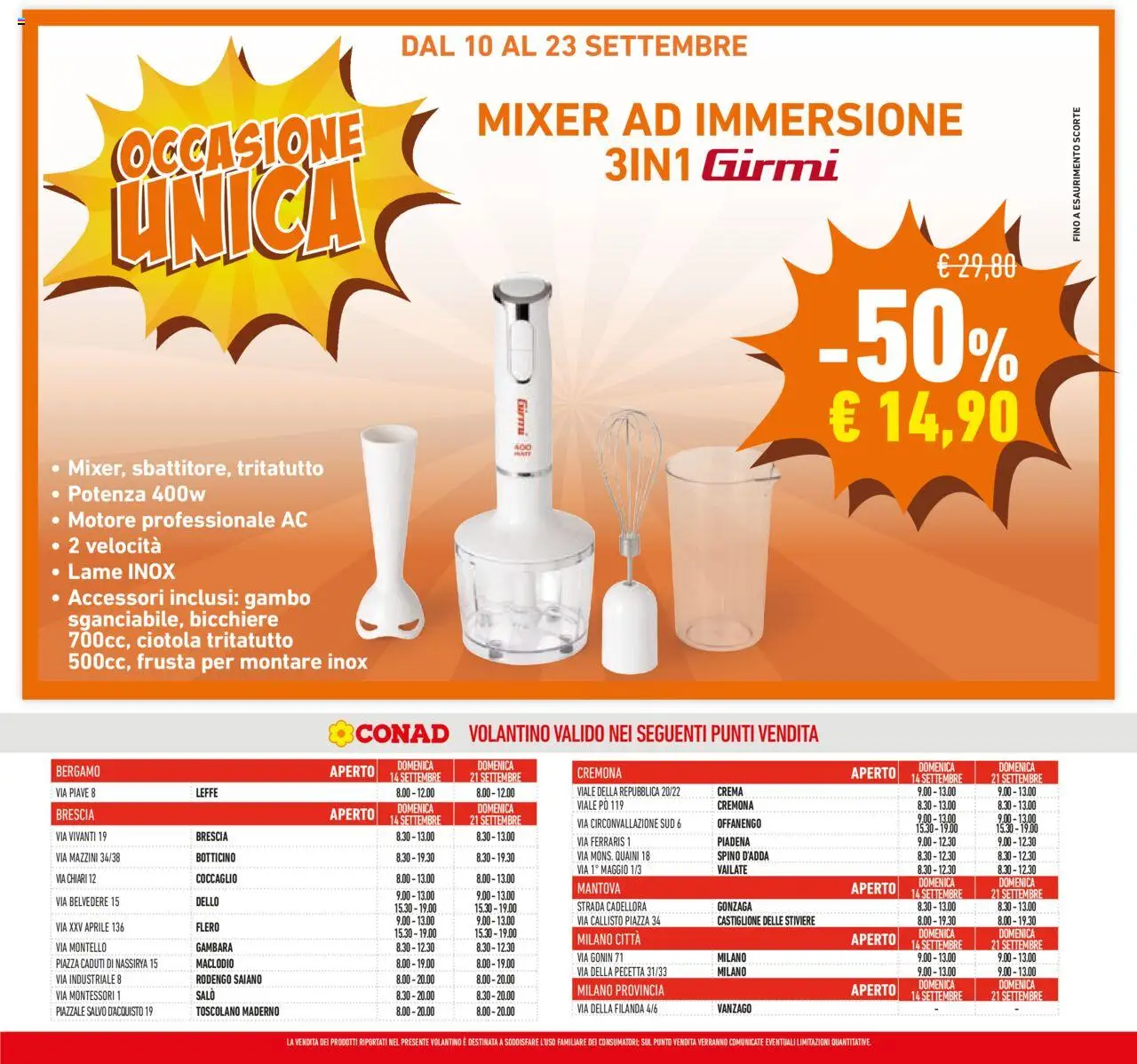 Volantino Conad del 10.09.2025 | Pagina: 41 | Prodotti: Crema, Tritatutto, Mixer, Ciotola