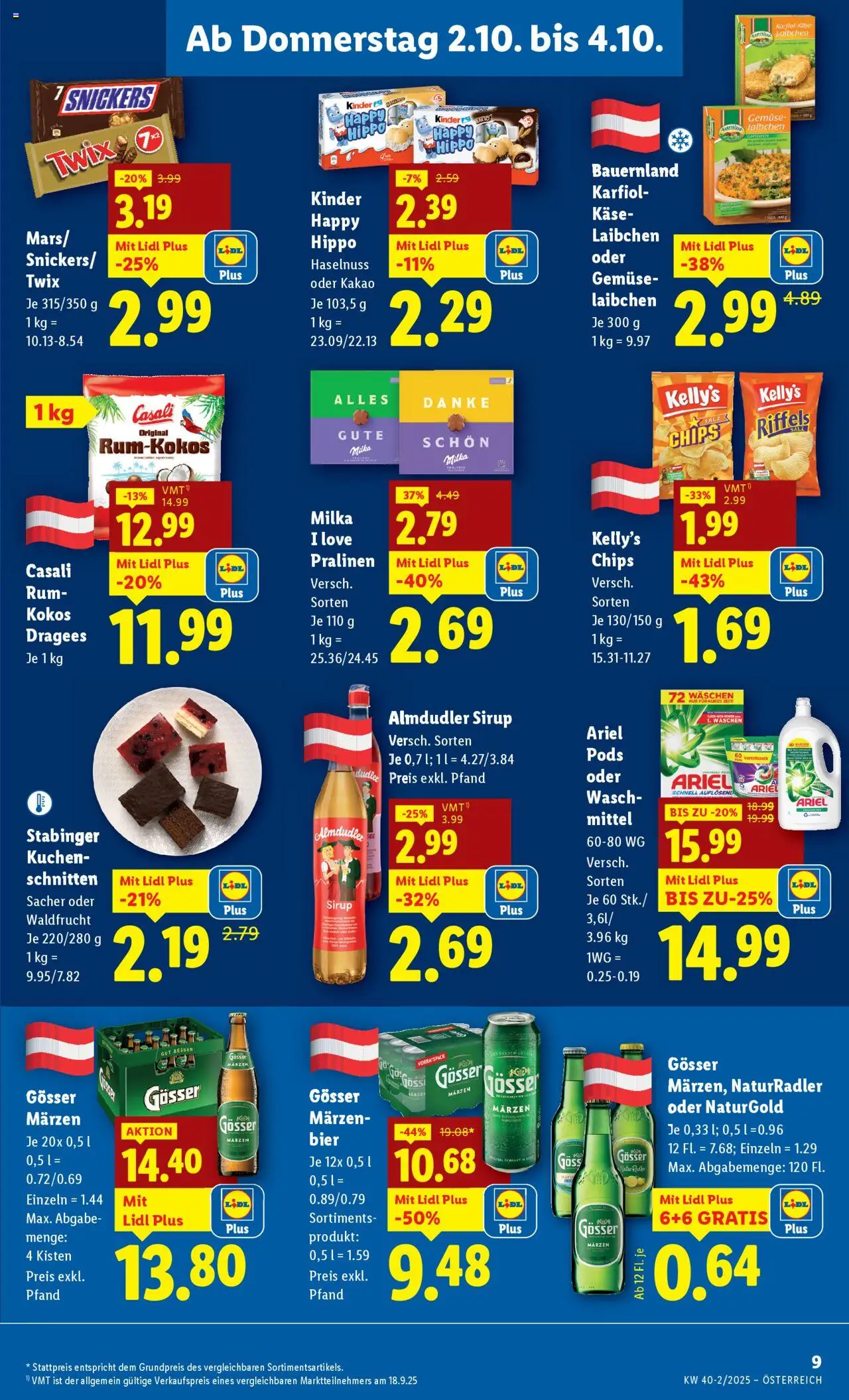 Lidl Flugblatt - Eisenstadt, Ebenfurth, Mattersburg gültig ab 02.10.2025 | Seite: 11 | Produkte: Gemüse, Salz, Käse, Bier