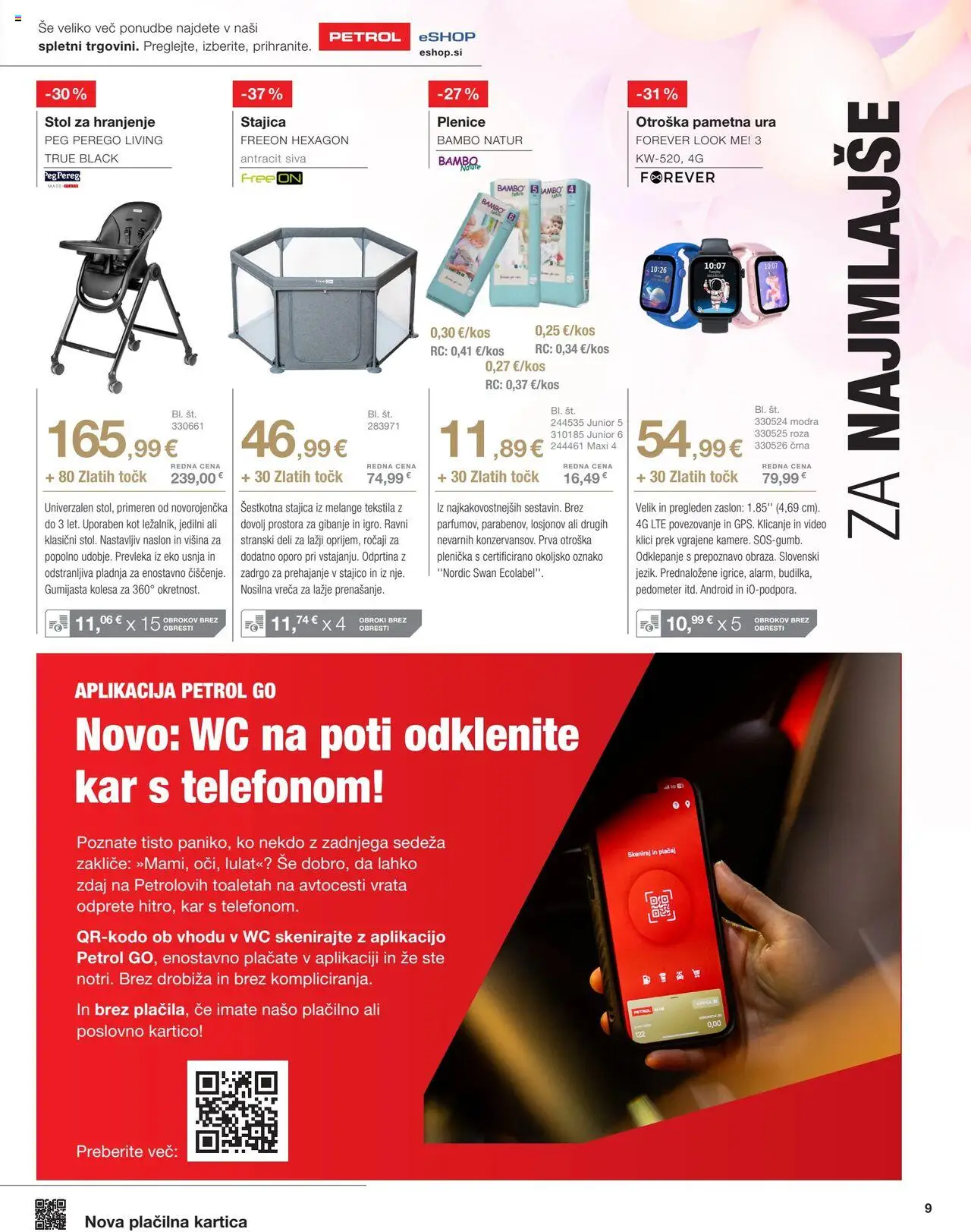 Novi Petrol katalog ponudbe – veljaven od 01.09.2025 | Stran: 9 | Izdelki: Ura, Plenice, Stol, Vrata