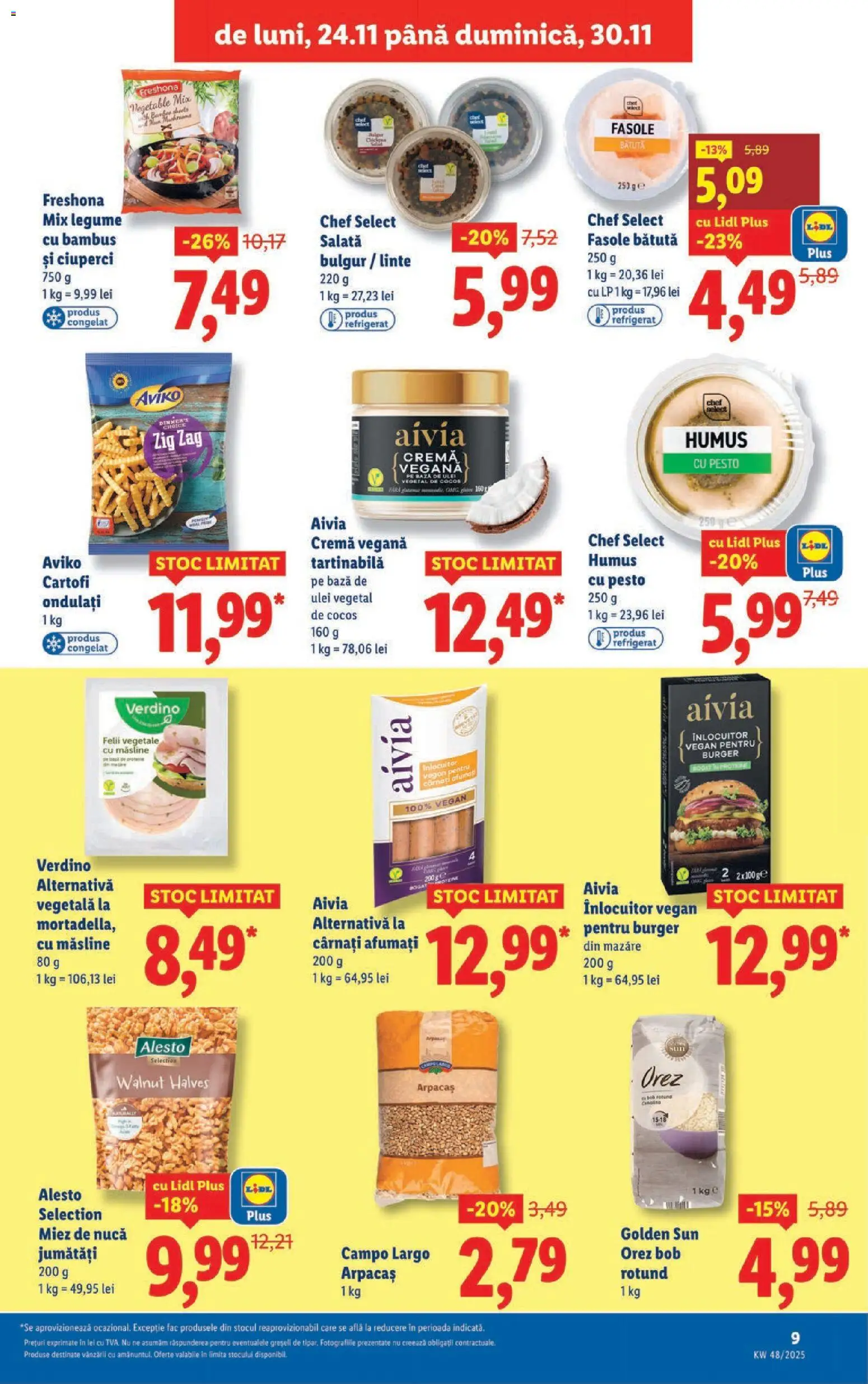Noul catalog Lidl – valabil de la 24.11.2025 | Pagină: 9 | Produse: Ciuperci, Cremă, Salată, Cârnați