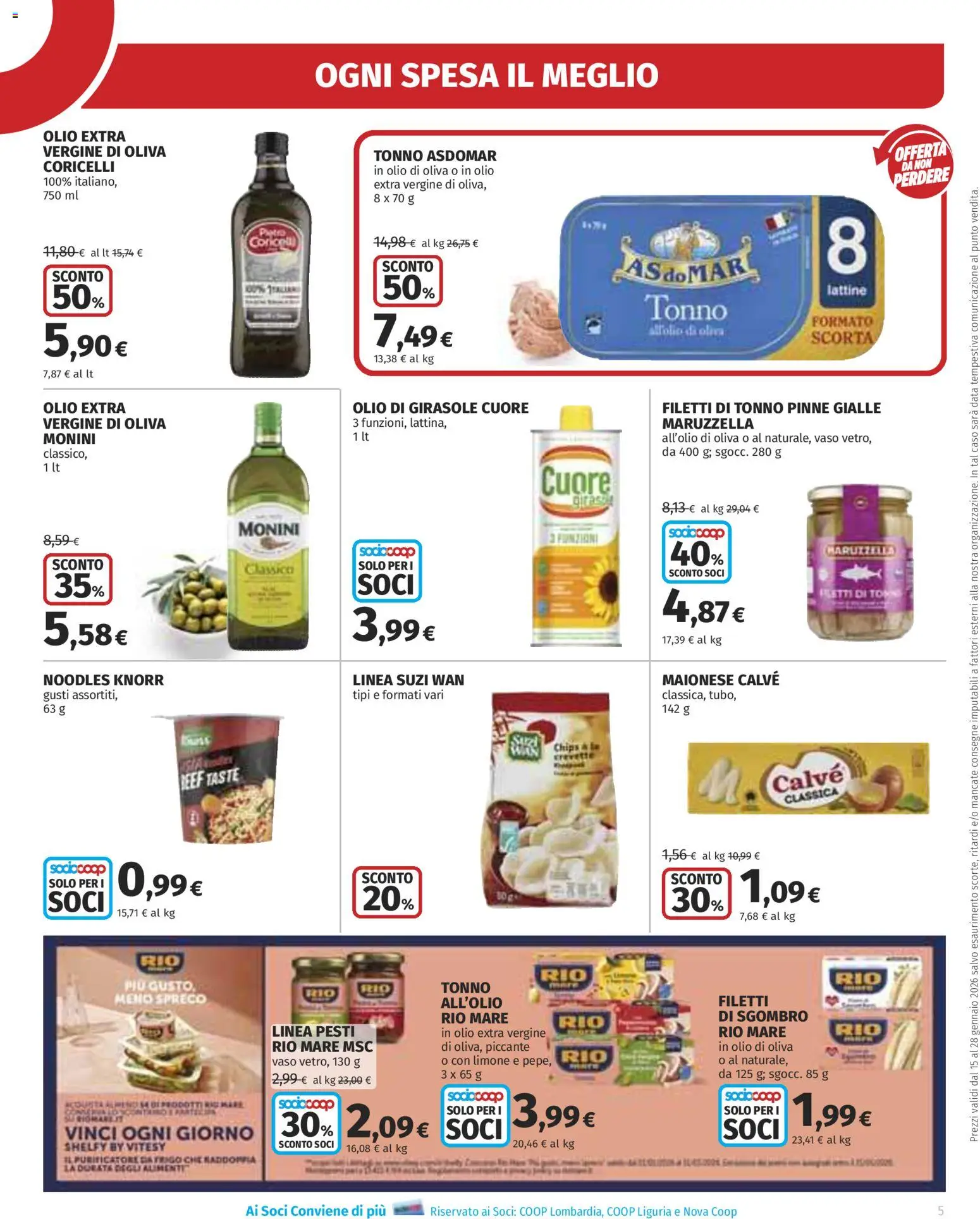 Volantino Ipercoop del 15.01.2026 | Pagina: 5 | Prodotti: Maionese, Olio, Sgombro, Olio di Oliva