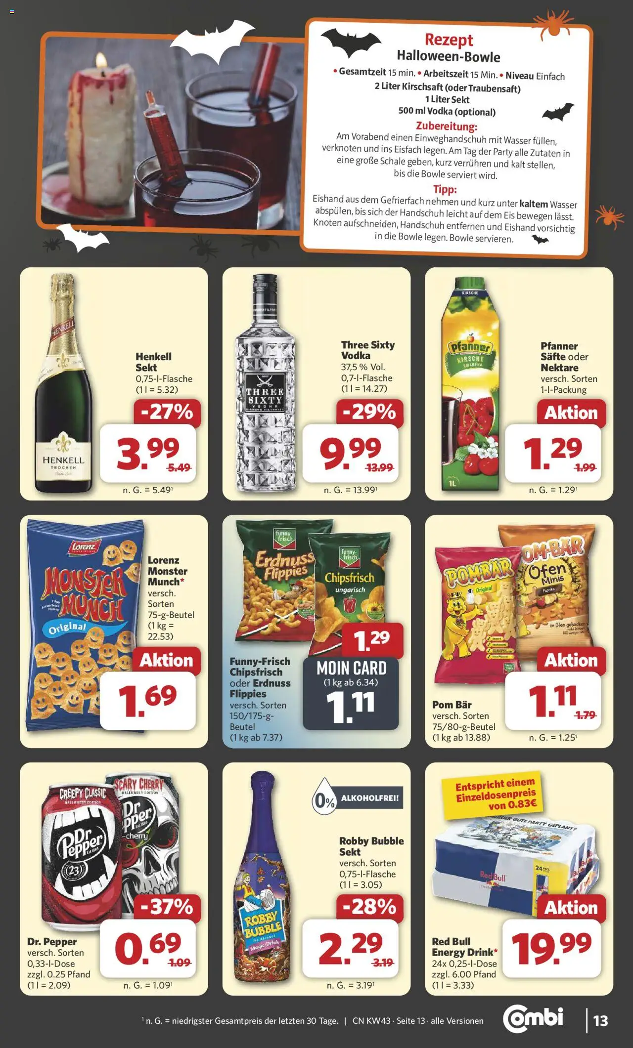 Combi Prospekt 	 – gültig ab 20.10.2025 | Seite: 16 | Produkte: Red bull, Energy, Sekt, Eis